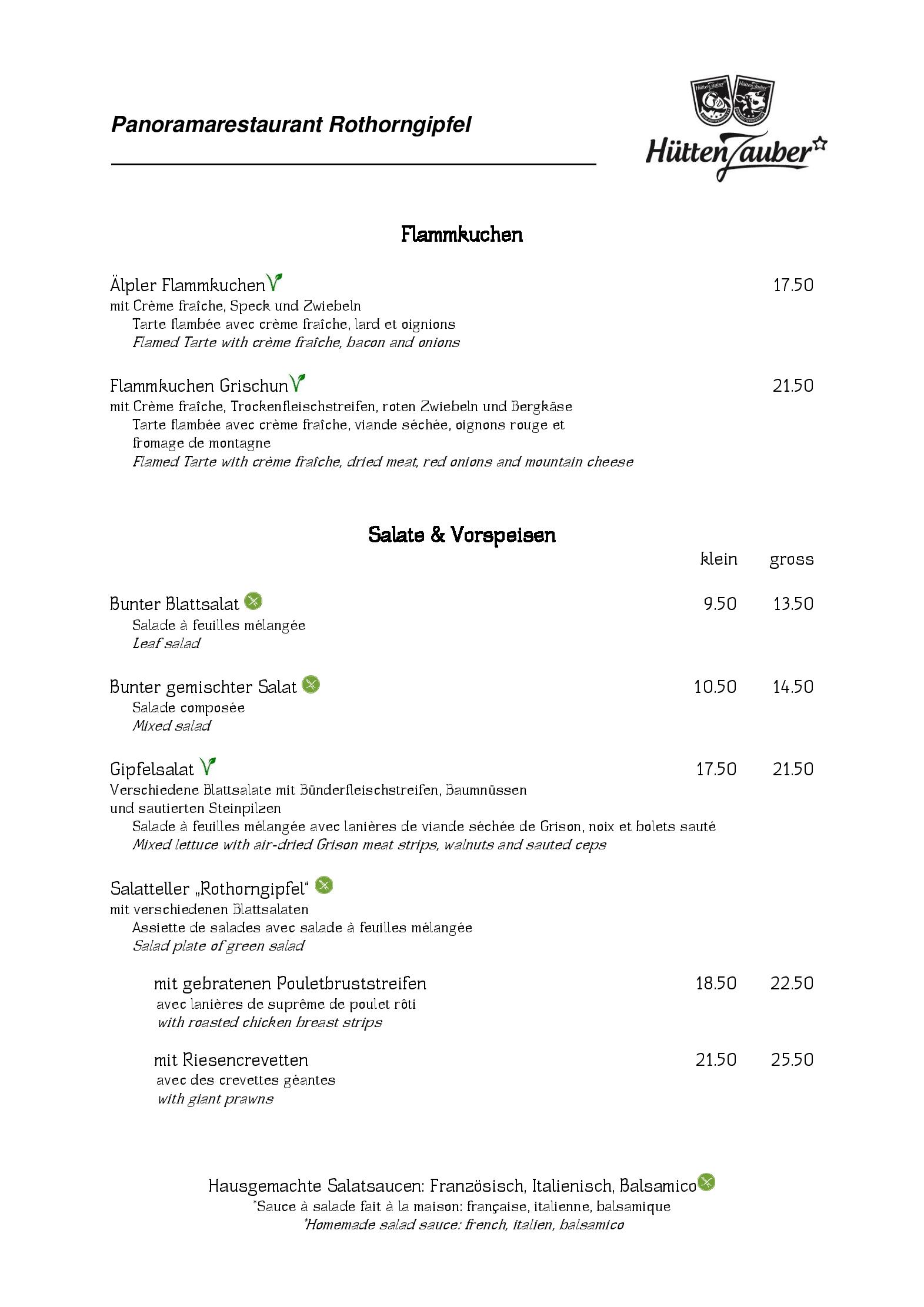 Speisekarte Panoramarestaurant Rothorngipfel in Lenzerheide, Seite 5