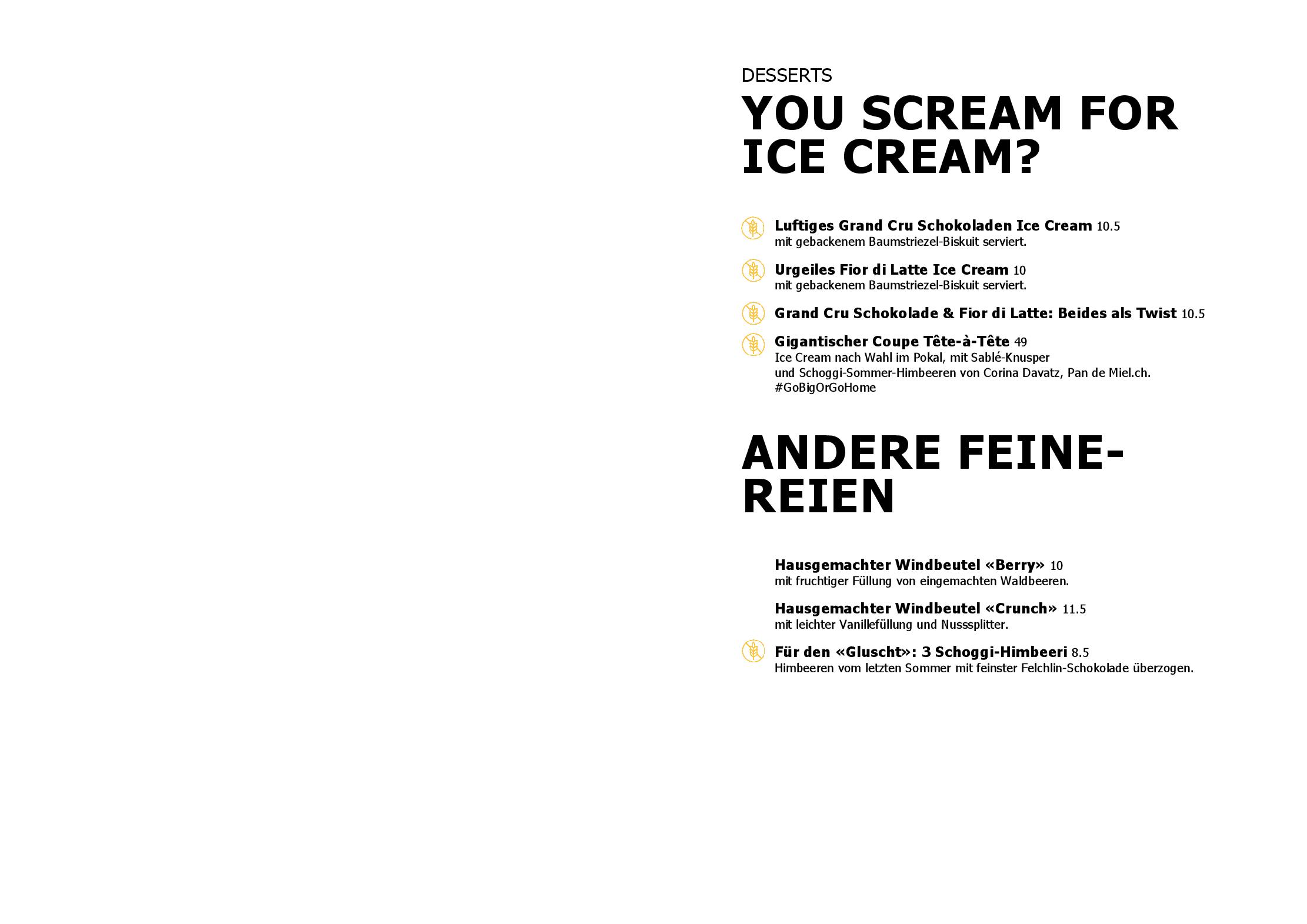 Speisekarte Restaurant Die Hühnerei in Celerina, Seite 2