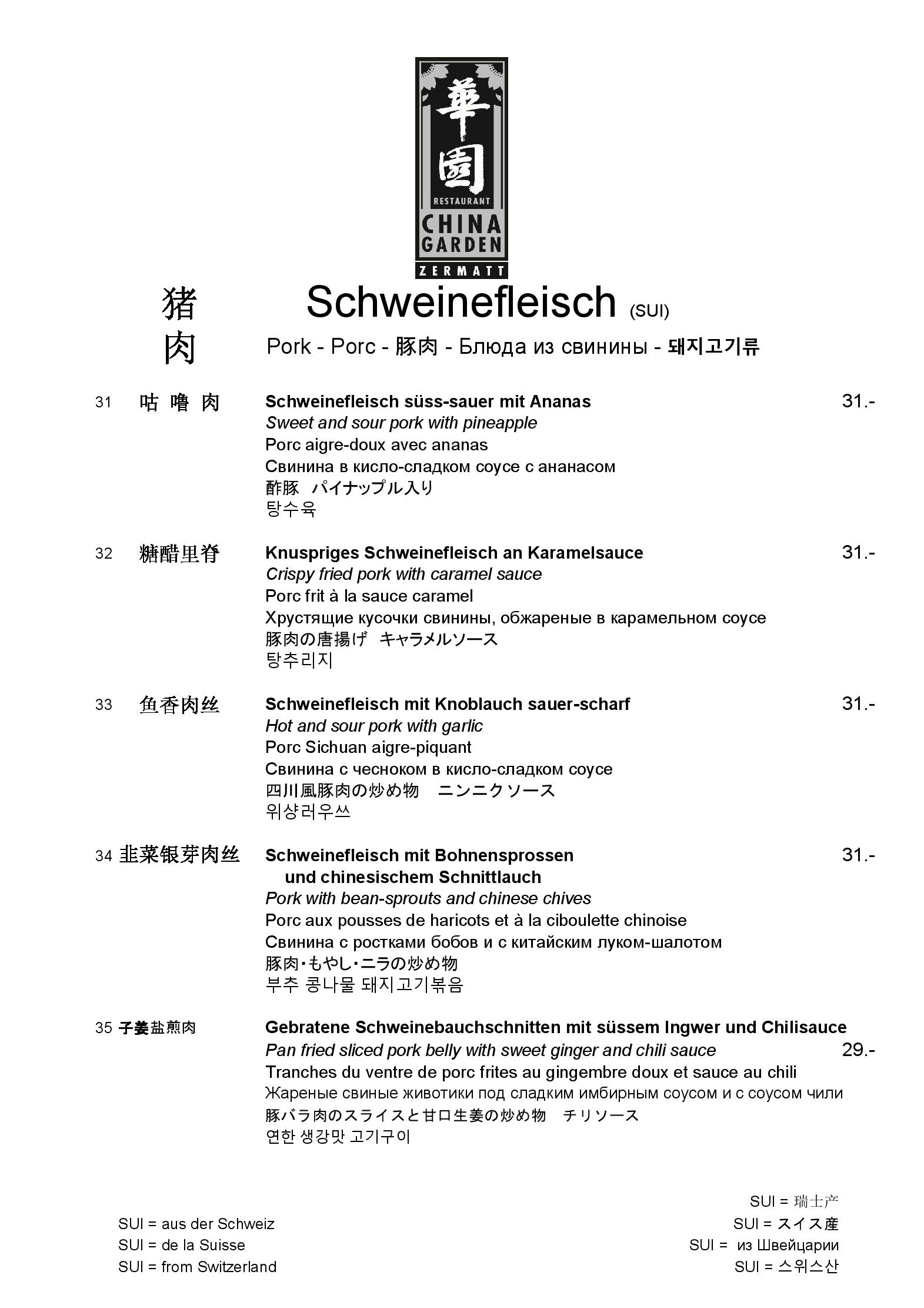 Speisekarte China Garden in Zermatt, Seite 5