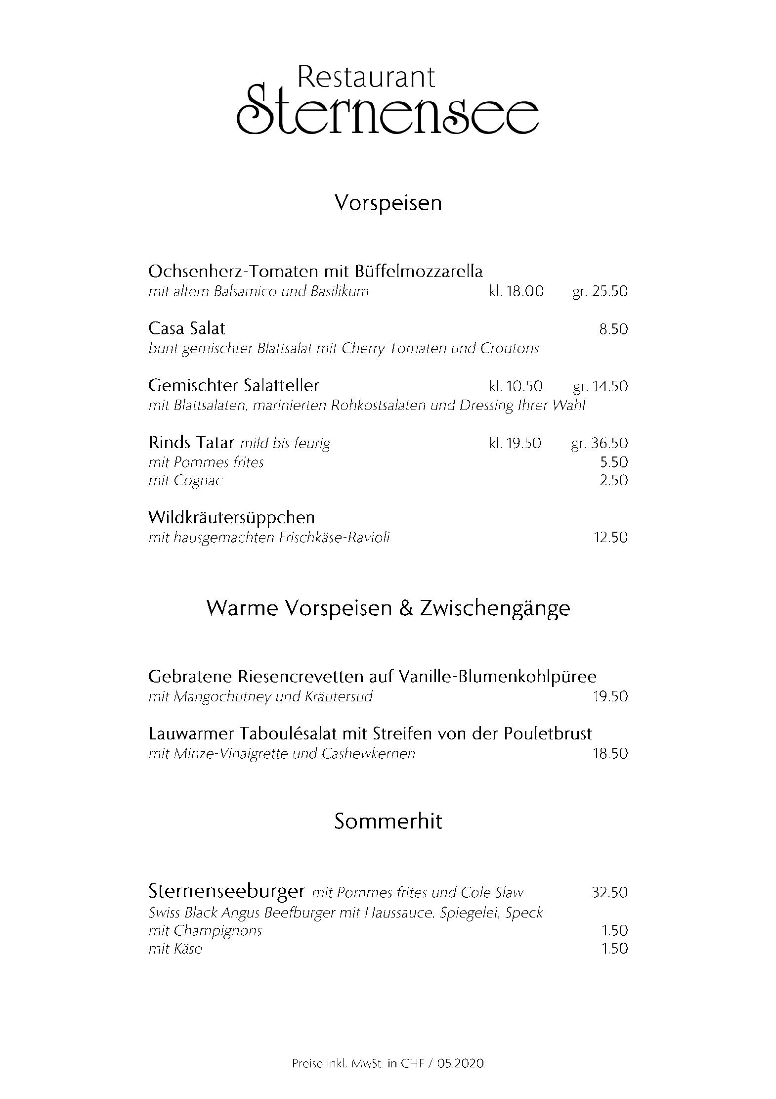 Speisekarte Sternensee in Samstagern, Seite 4