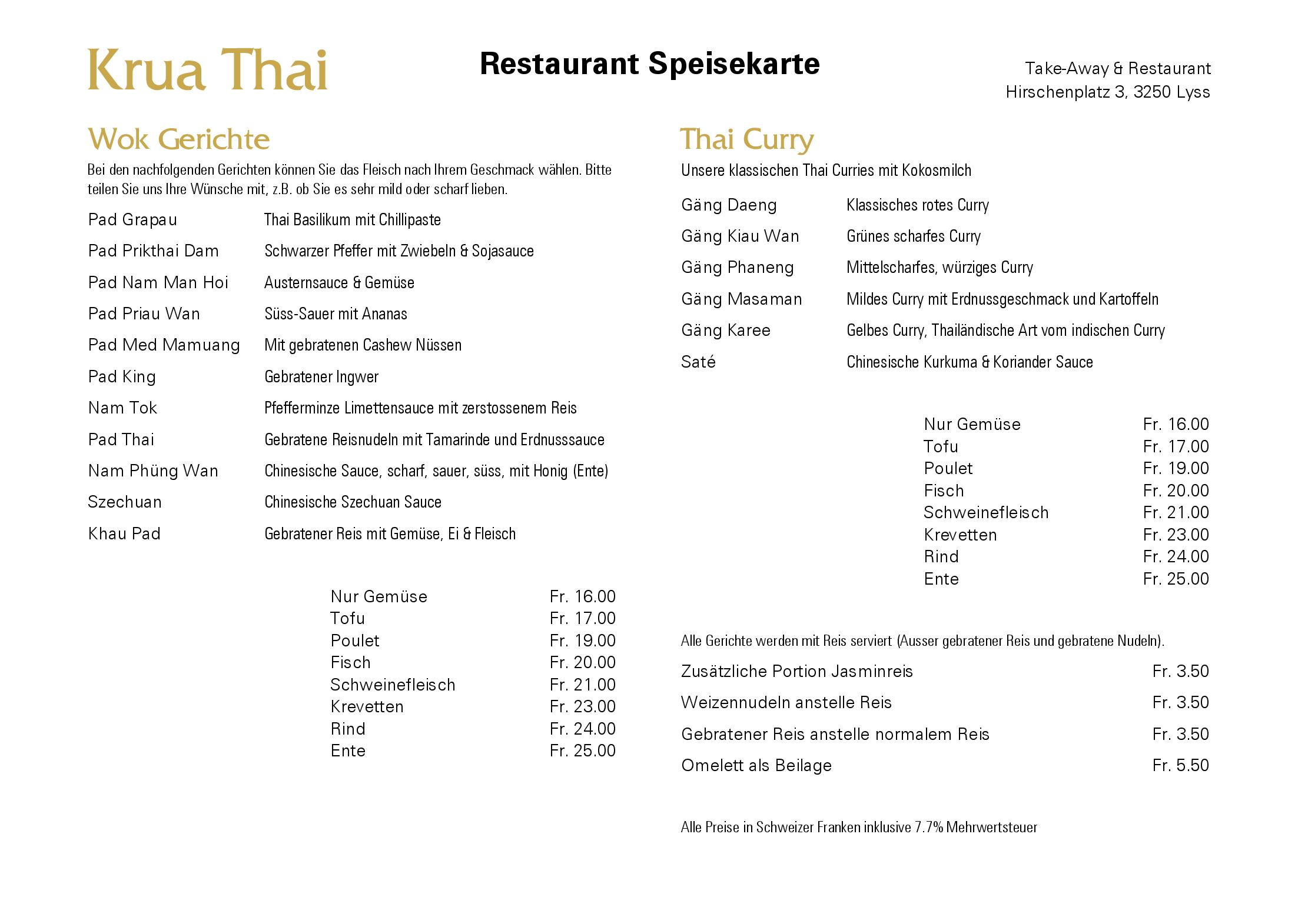Speisekarte Krua Thai Take-Away & Restaurant in Lyss, Seite 5