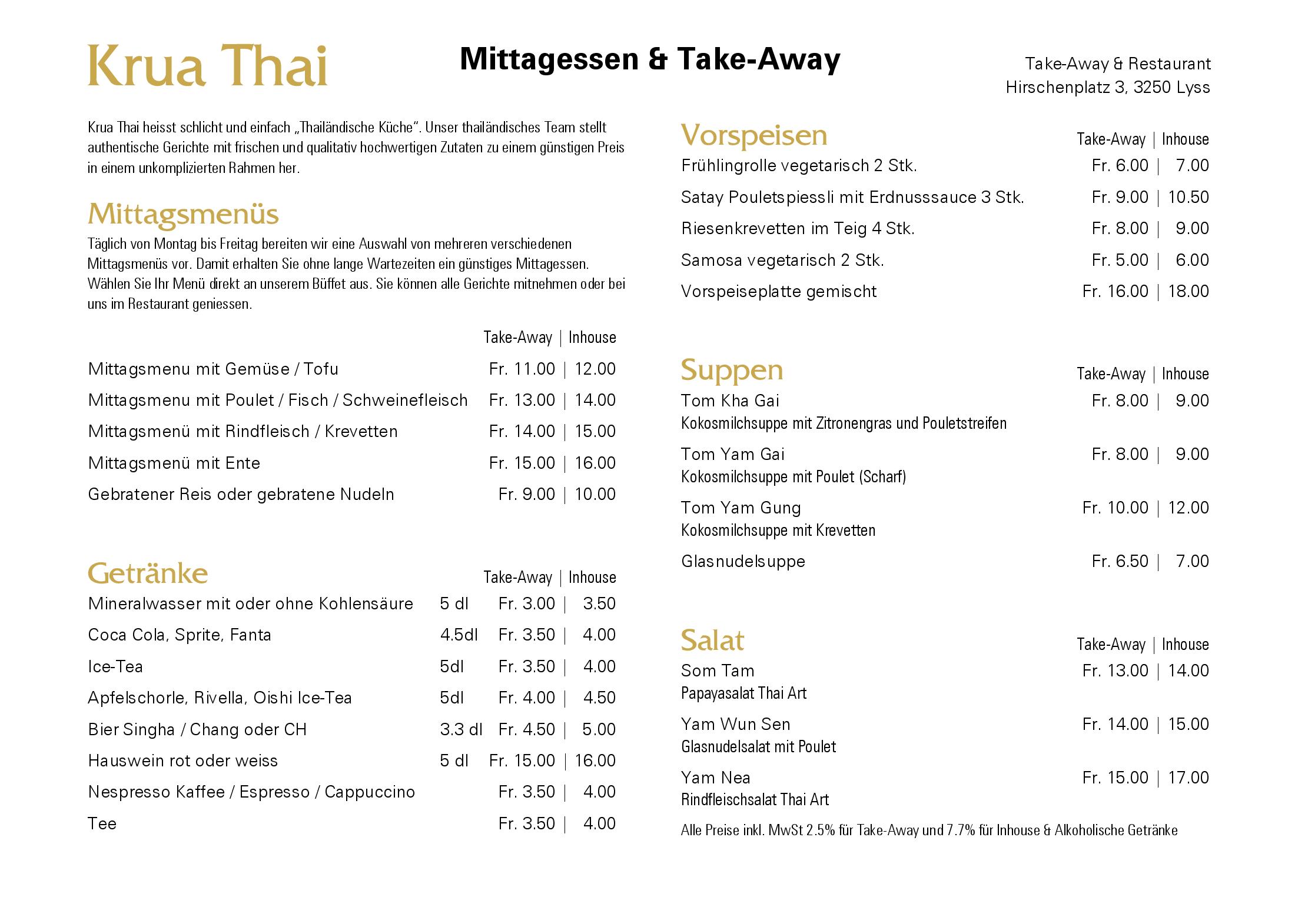 Speisekarte Krua Thai Take-Away & Restaurant in Lyss, Seite 4