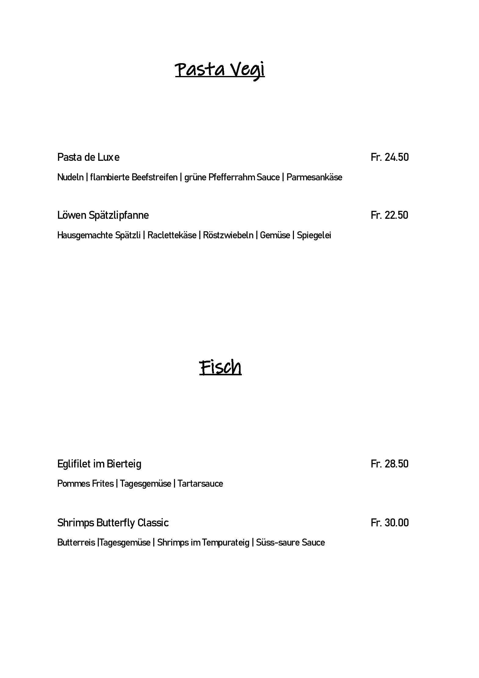 Speisekarte Gasthaus Löwen Restaurant in Dagmersellen, Seite 4