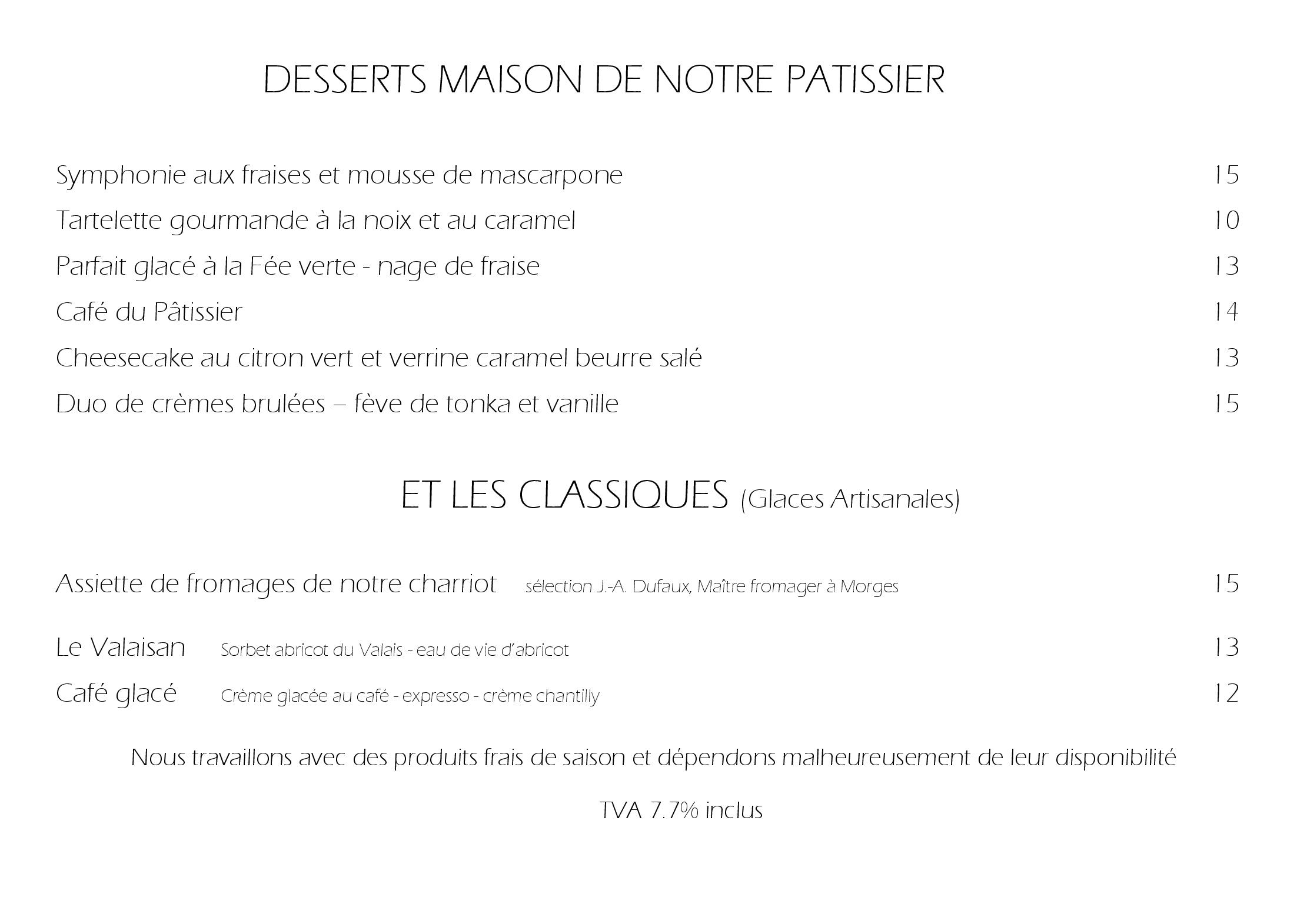 Speisekarte Restaurant du Club Nautique in Morges, Seite 8