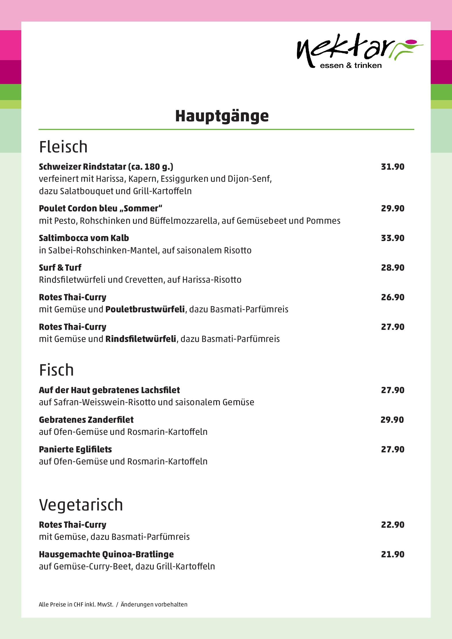 Speisekarte nektar Restaurant in St Gallen, Seite 4