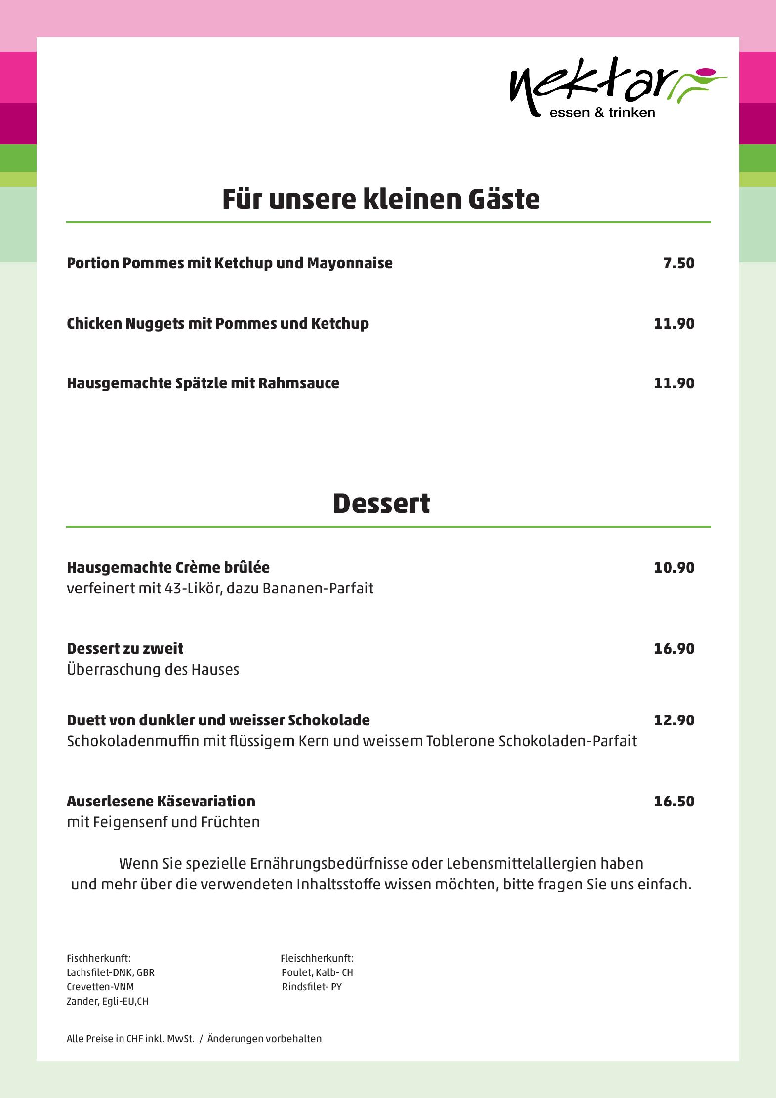 Speisekarte nektar Restaurant in St Gallen, Seite 9