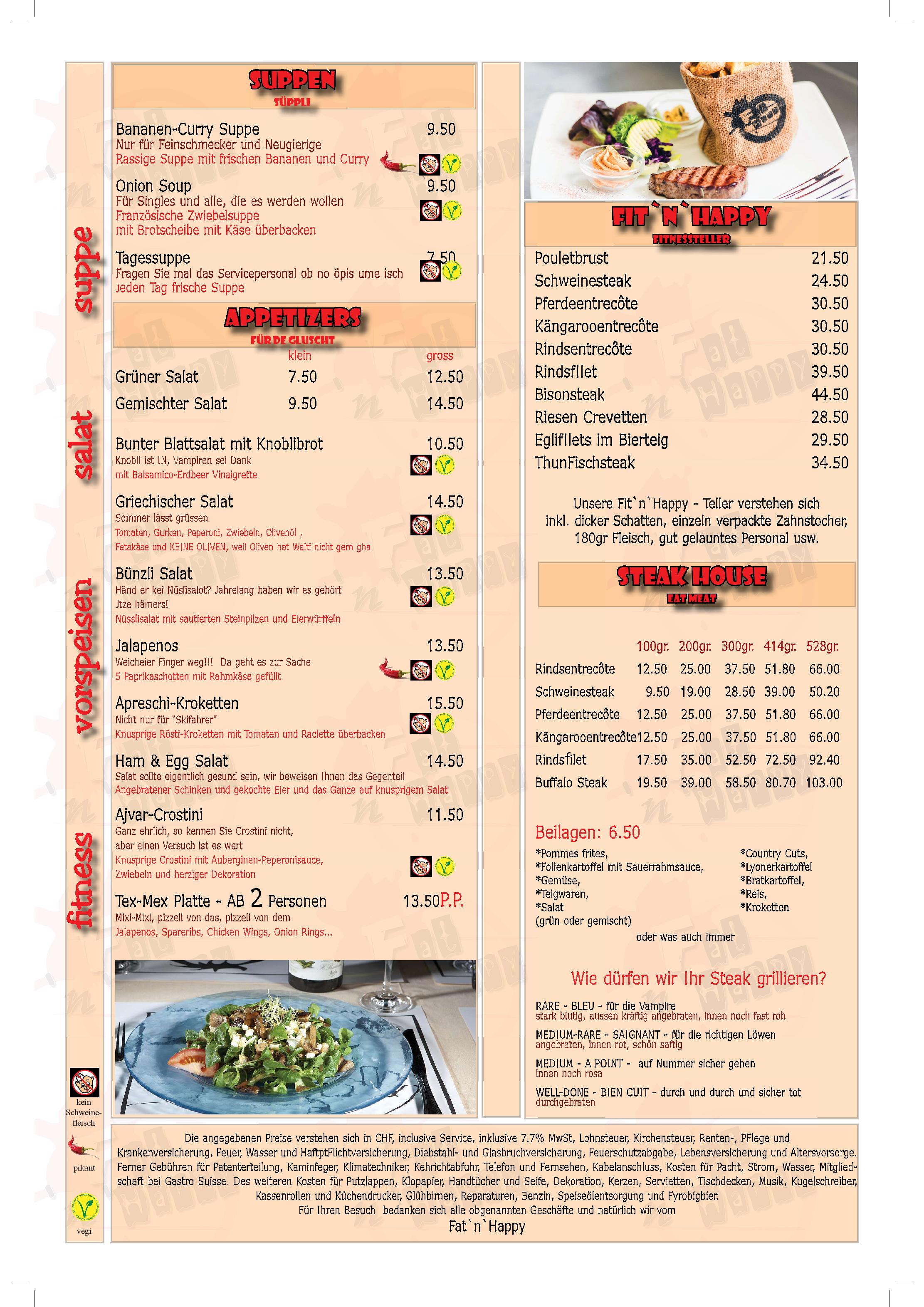 Speisekarte Restaurant Fat n Happy in Schoenenwerd, Seite 3