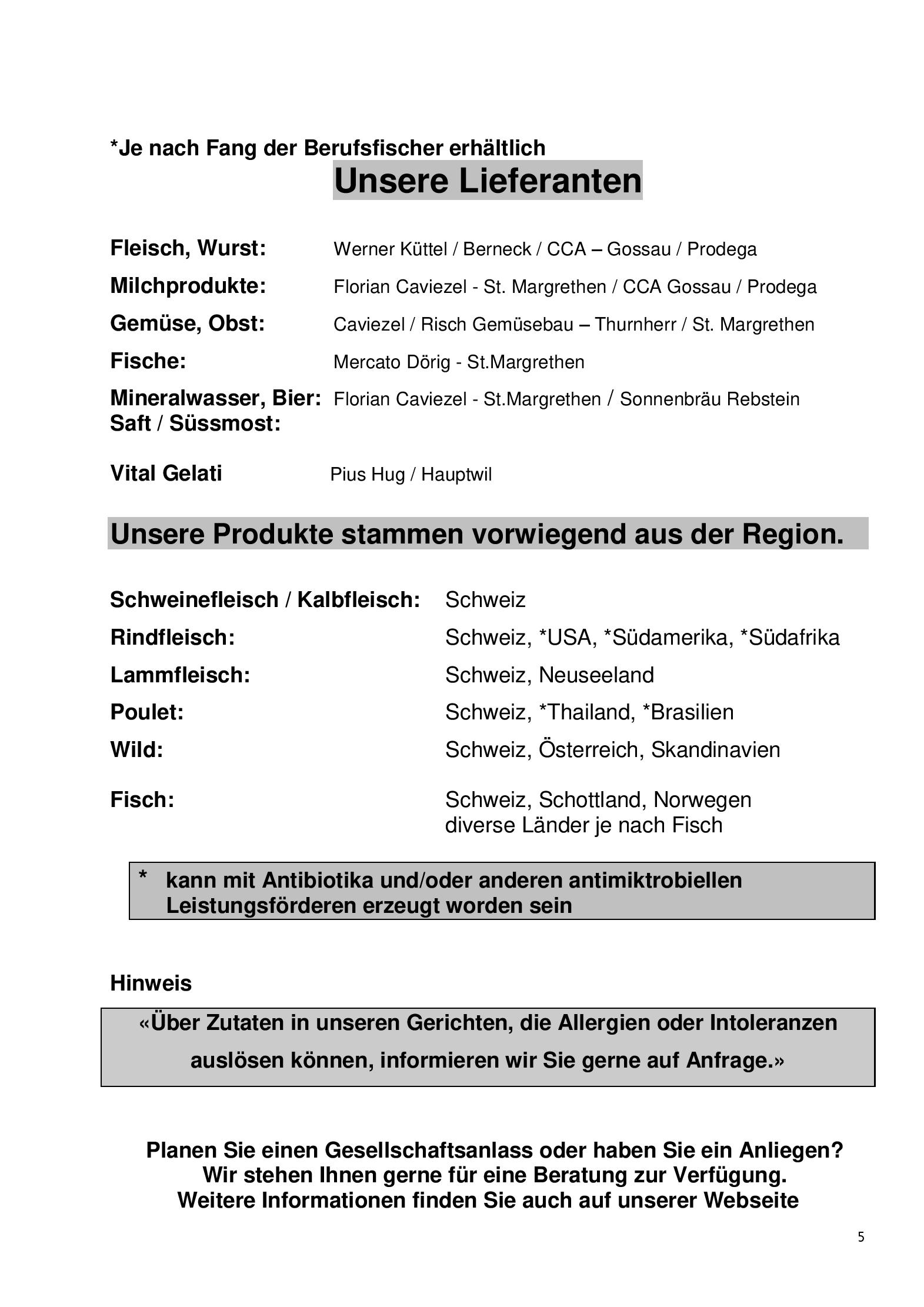 Speisekarte Rössli Romenschwanden in St. Margrethen, Seite 5