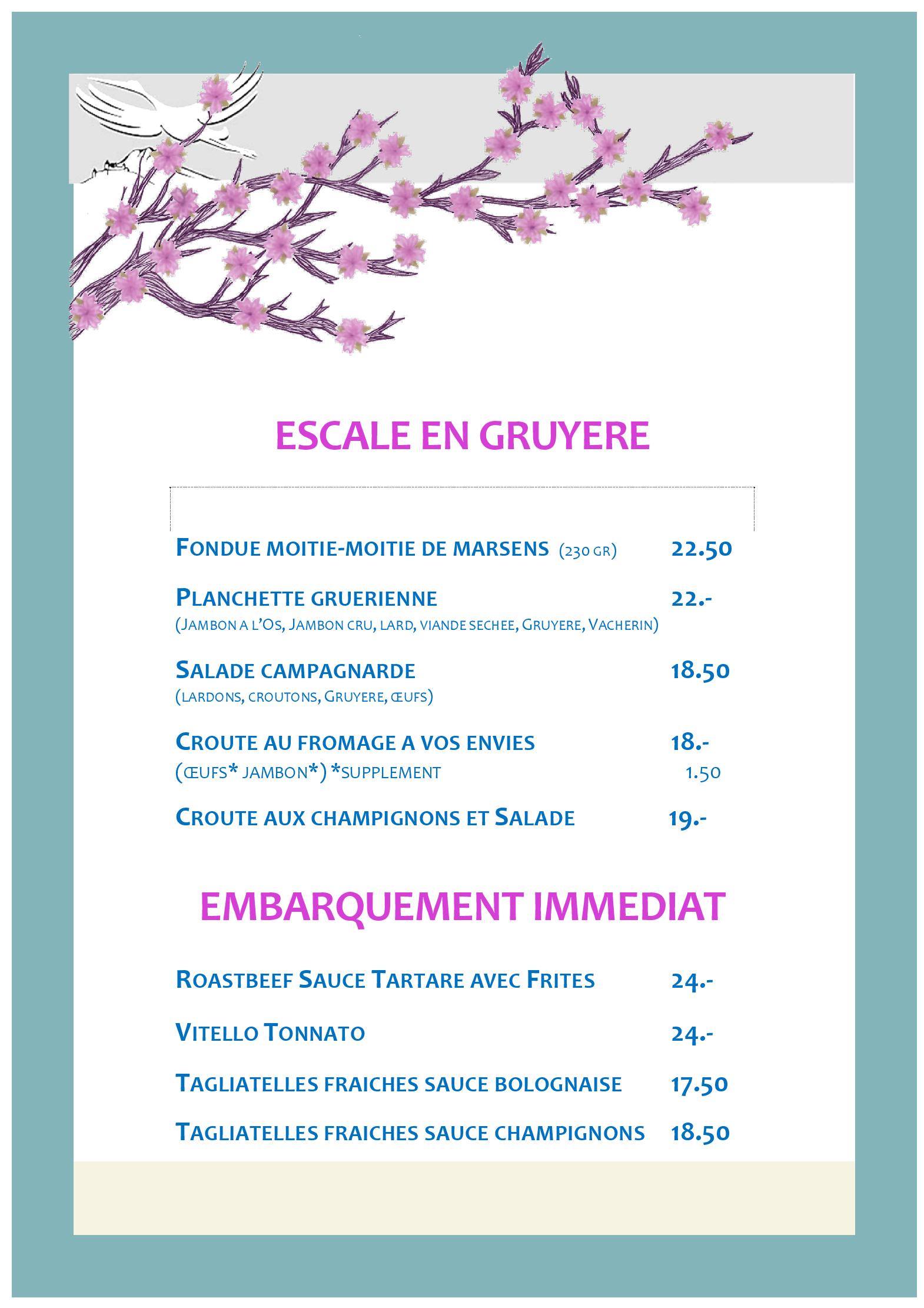 Speisekarte Restaurant de l Aérodrome in Gruyeres, Seite 4