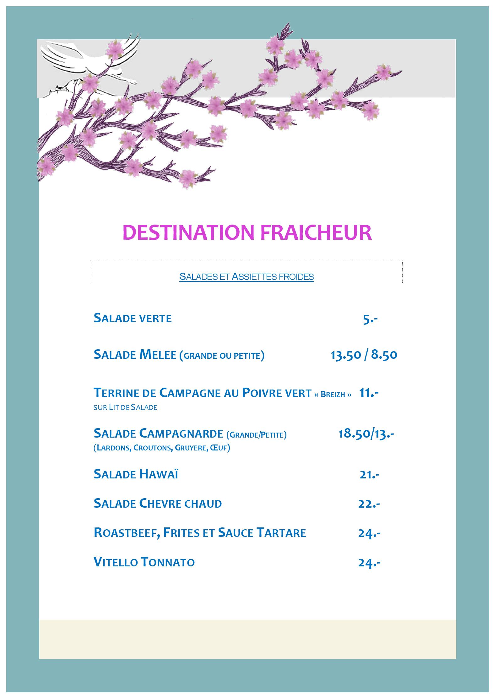 Speisekarte Restaurant de l Aérodrome in Gruyeres, Seite 3