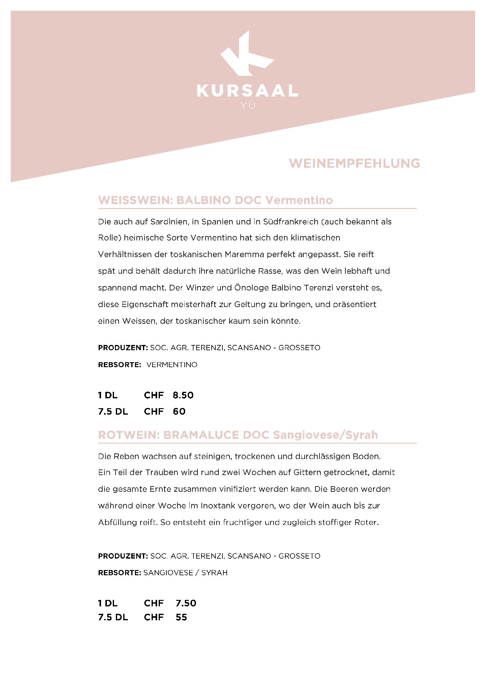 Speisekarte Yù Hotel Allegro in Bern, Seite 4