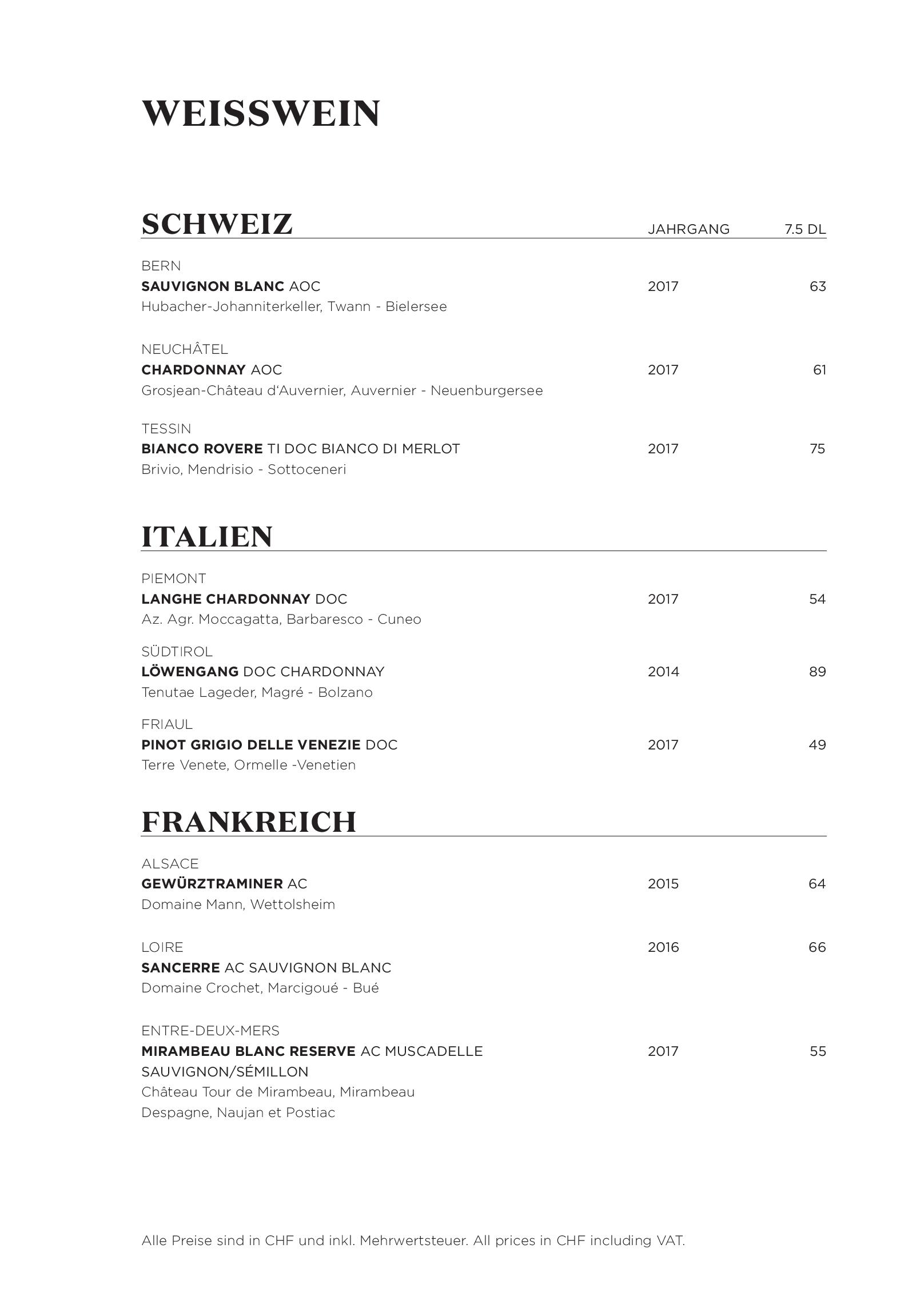 Speisekarte Yù Hotel Allegro in Bern, Seite 9