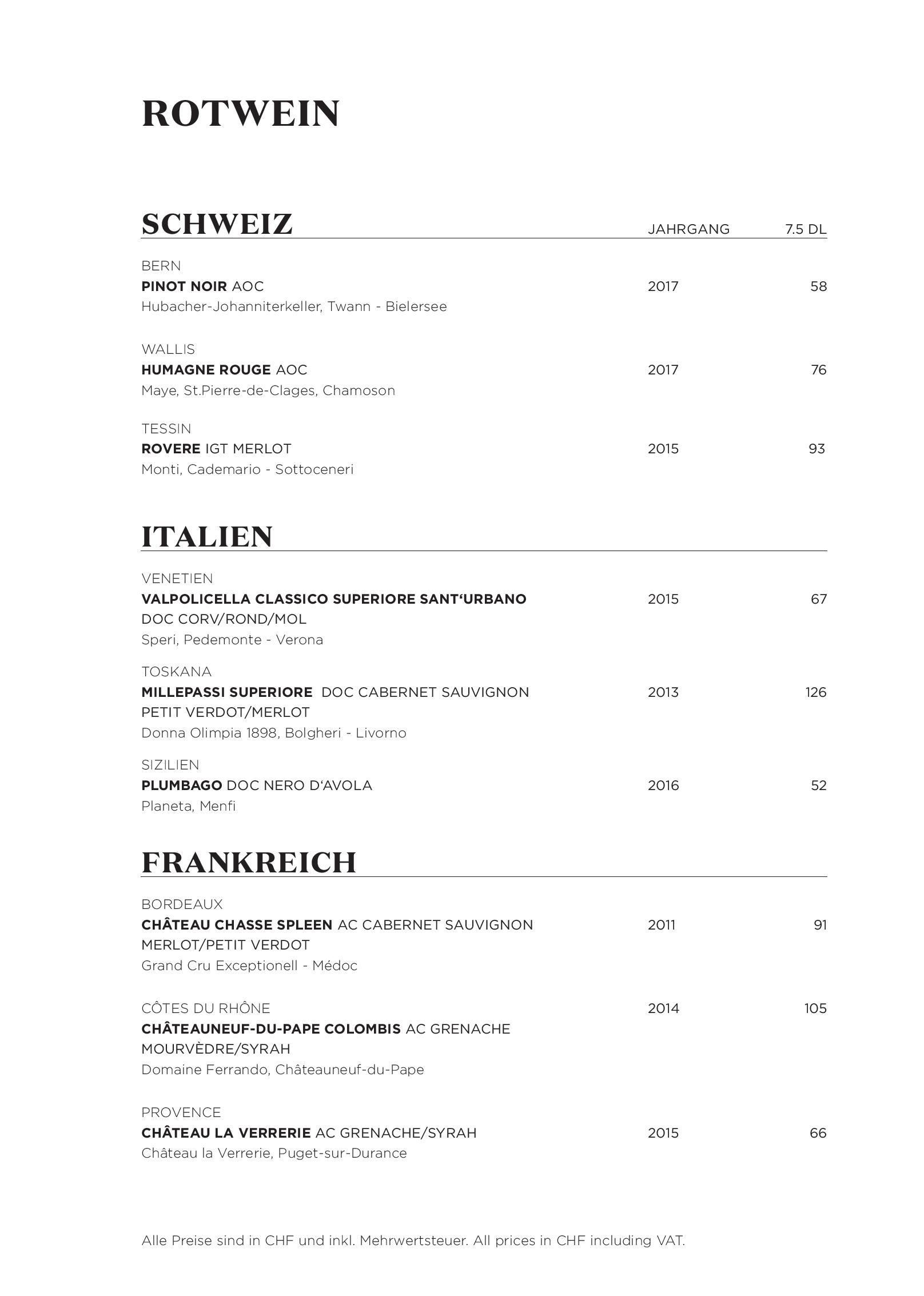 Speisekarte Yù Hotel Allegro in Bern, Seite 7