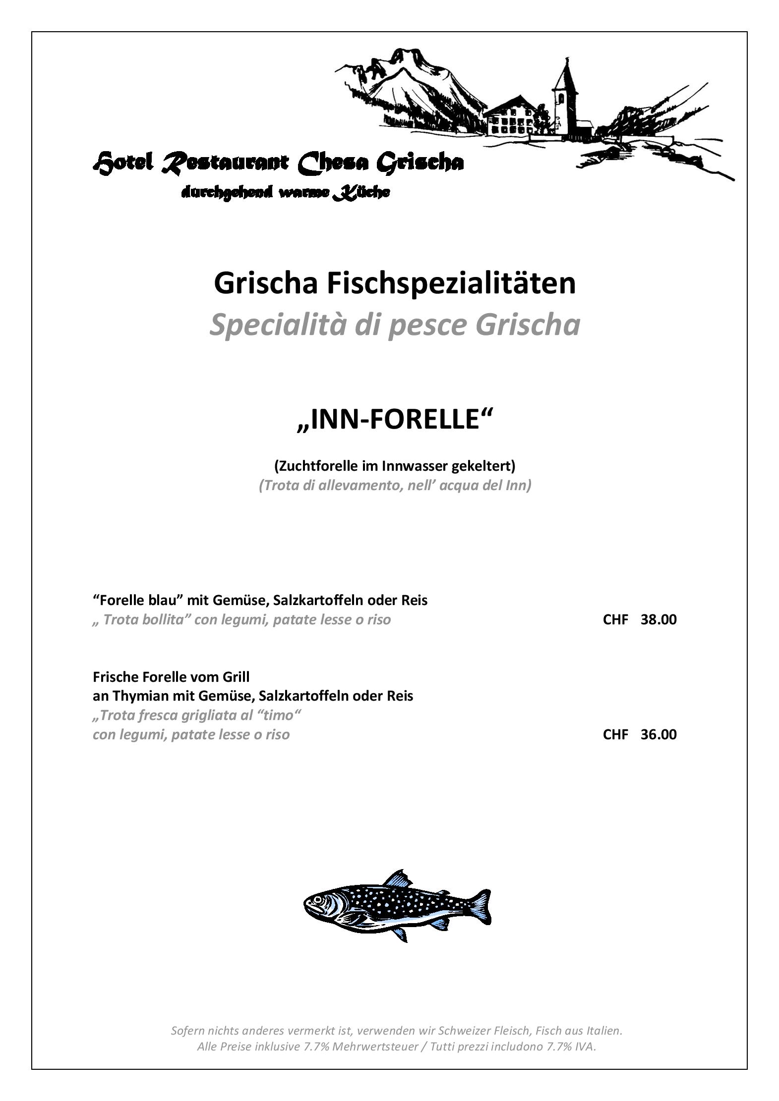Speisekarte Restaurant Chesa Grischa in Sils-Baselgia im Engadin, Seite 4
