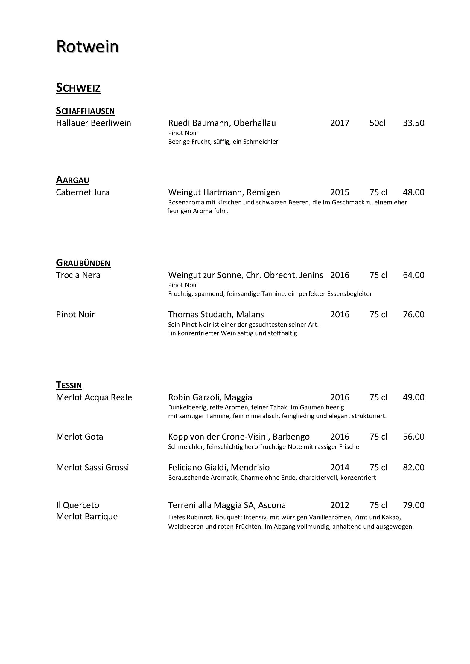Speisekarte Bergrestaurant Fürenalp in Engelberg, Seite 22