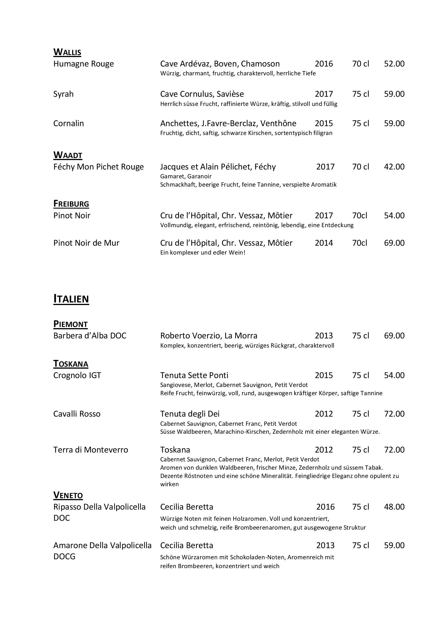 Speisekarte Bergrestaurant Fürenalp in Engelberg, Seite 23