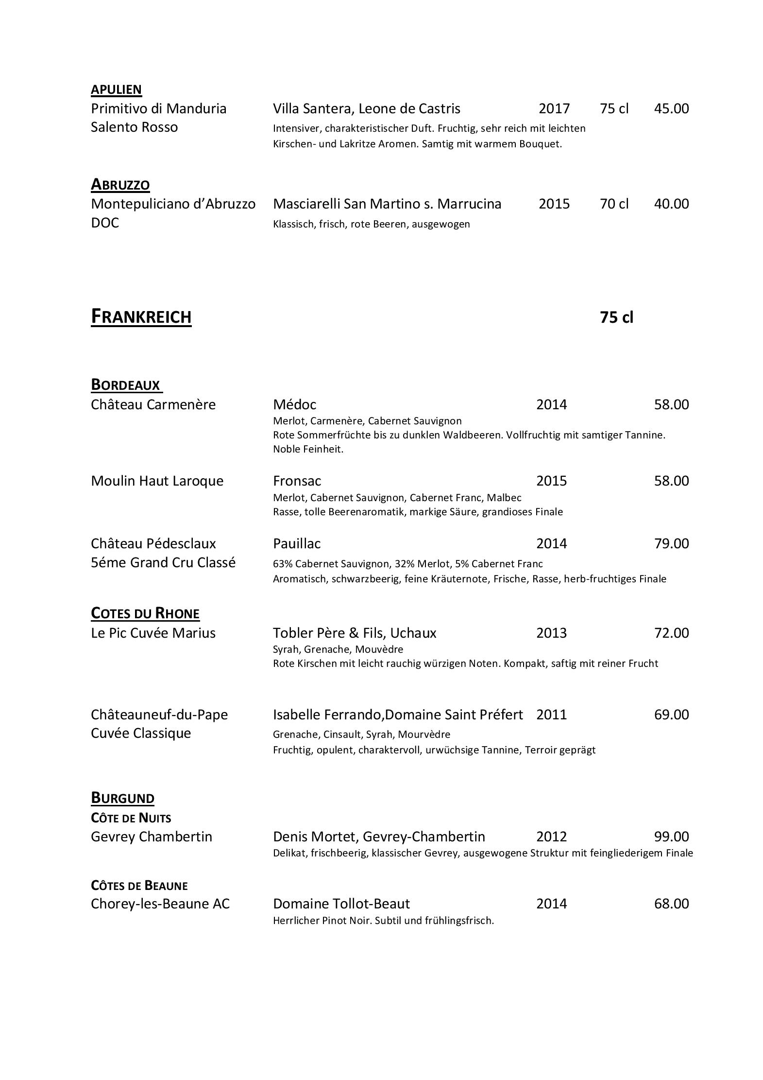 Speisekarte Bergrestaurant Fürenalp in Engelberg, Seite 24
