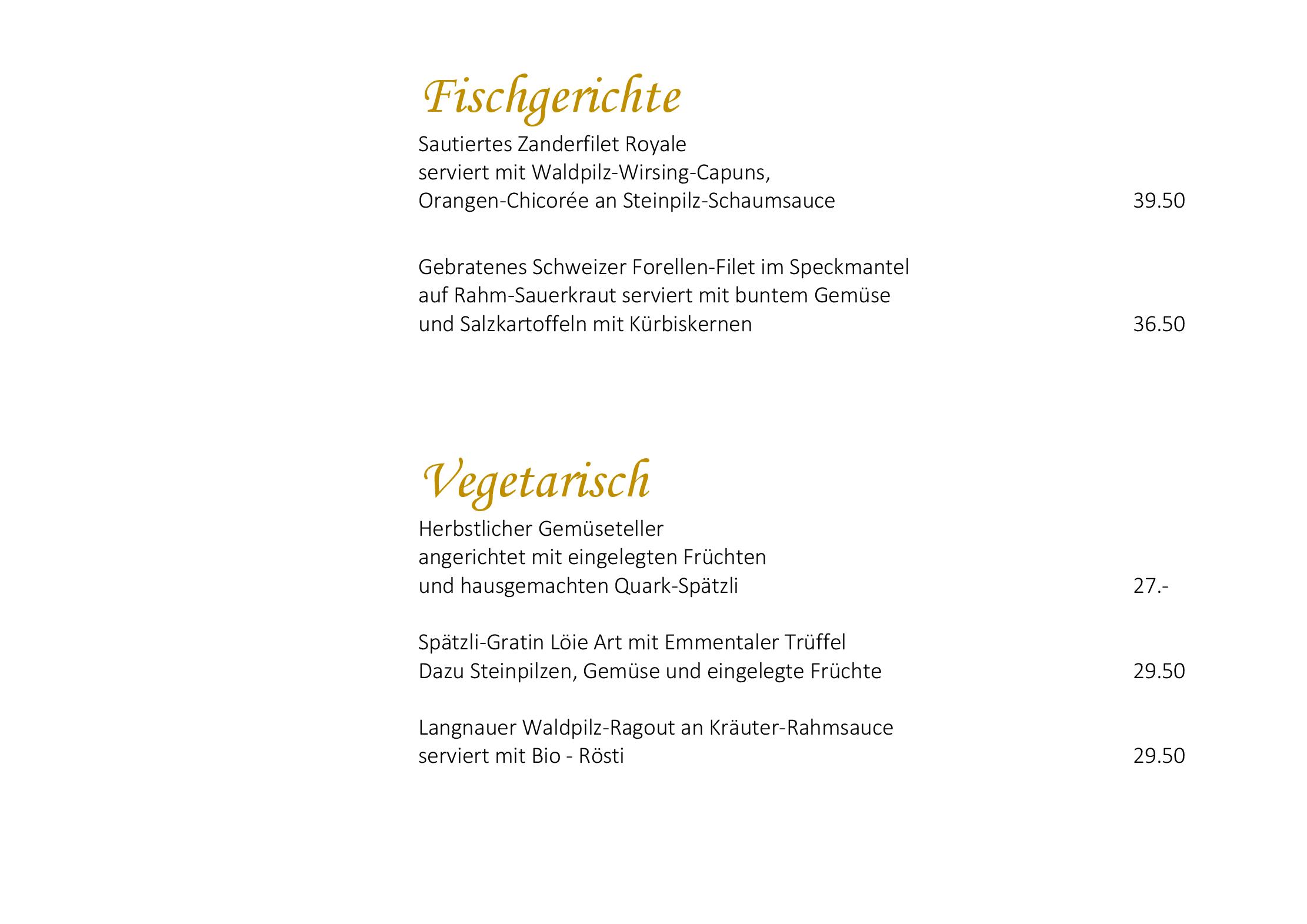 Speisekarte Gasthof zum goldenen Löwen in Langnau im Emmental , Seite 4