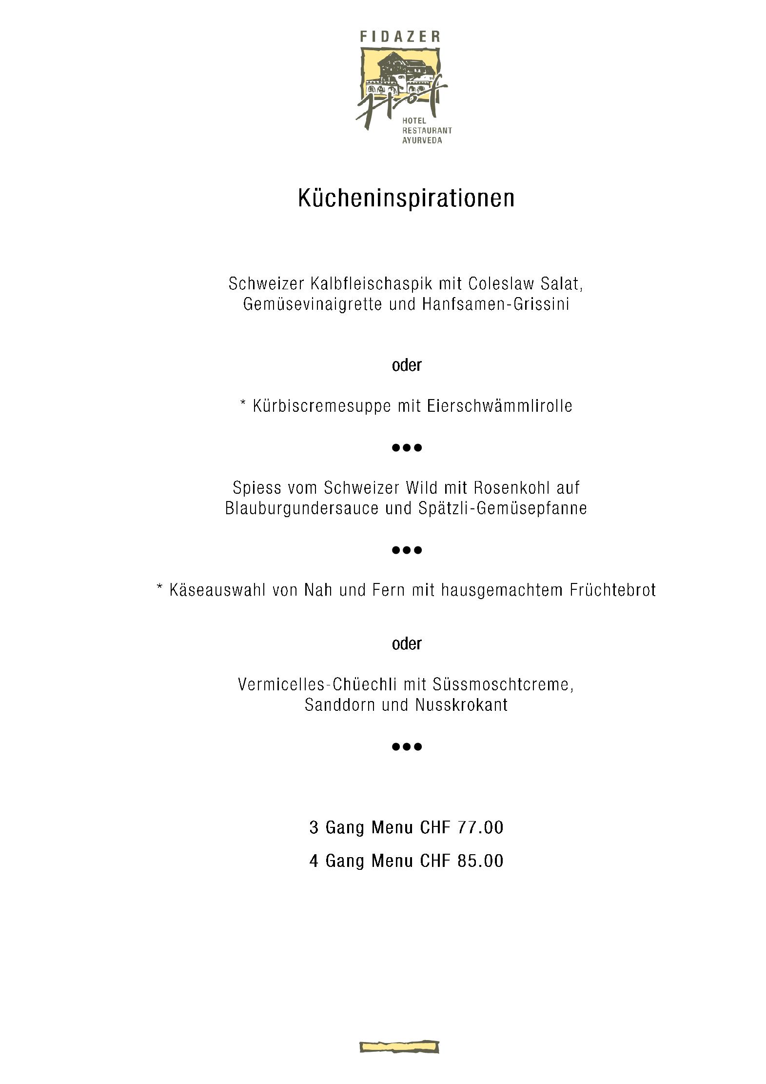 Speisekarte Fidazerhof in Flims, Seite 6