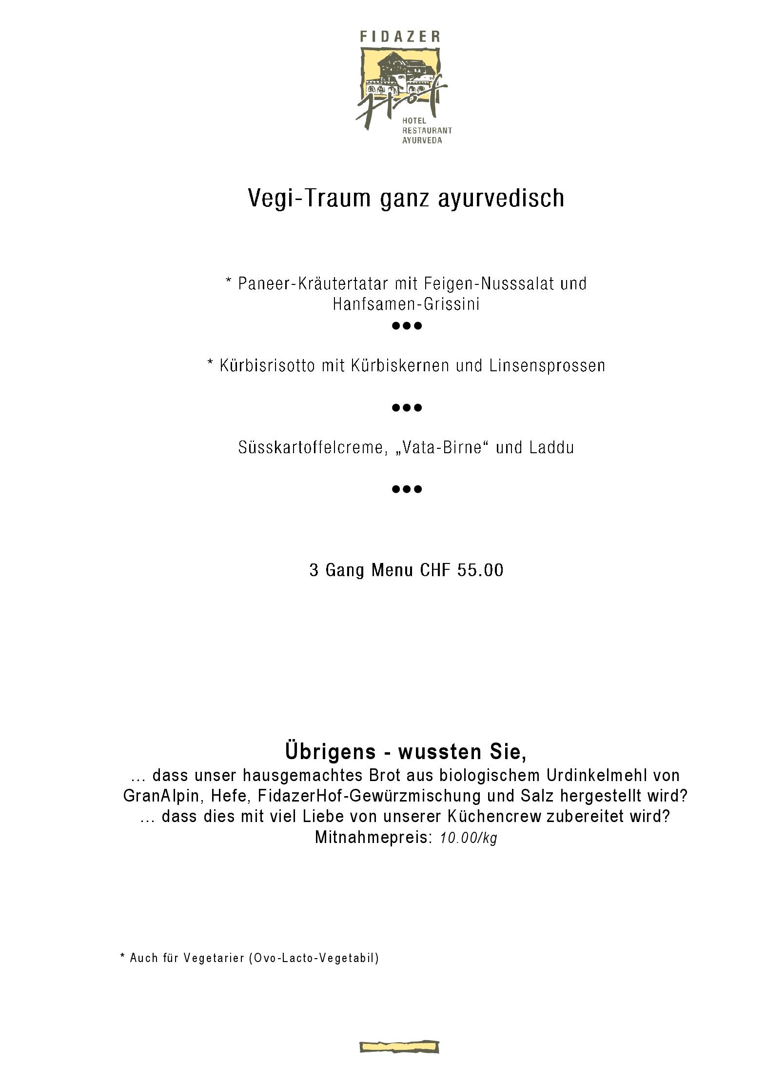 Speisekarte Fidazerhof in Flims, Seite 5