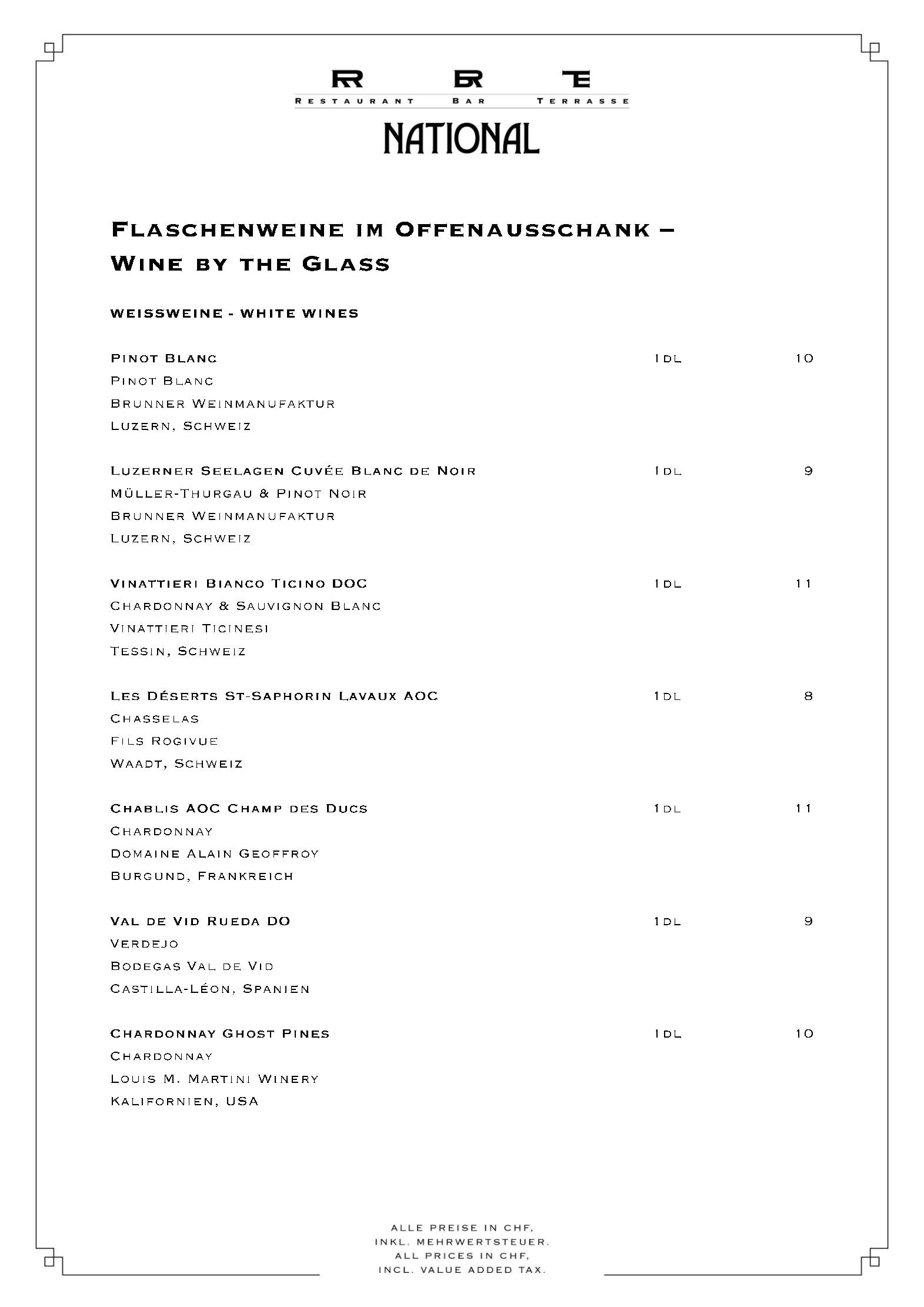 Speisekarte Grandhotel National Restaurant-Bar-Terrasse in Luzern, Seite 6