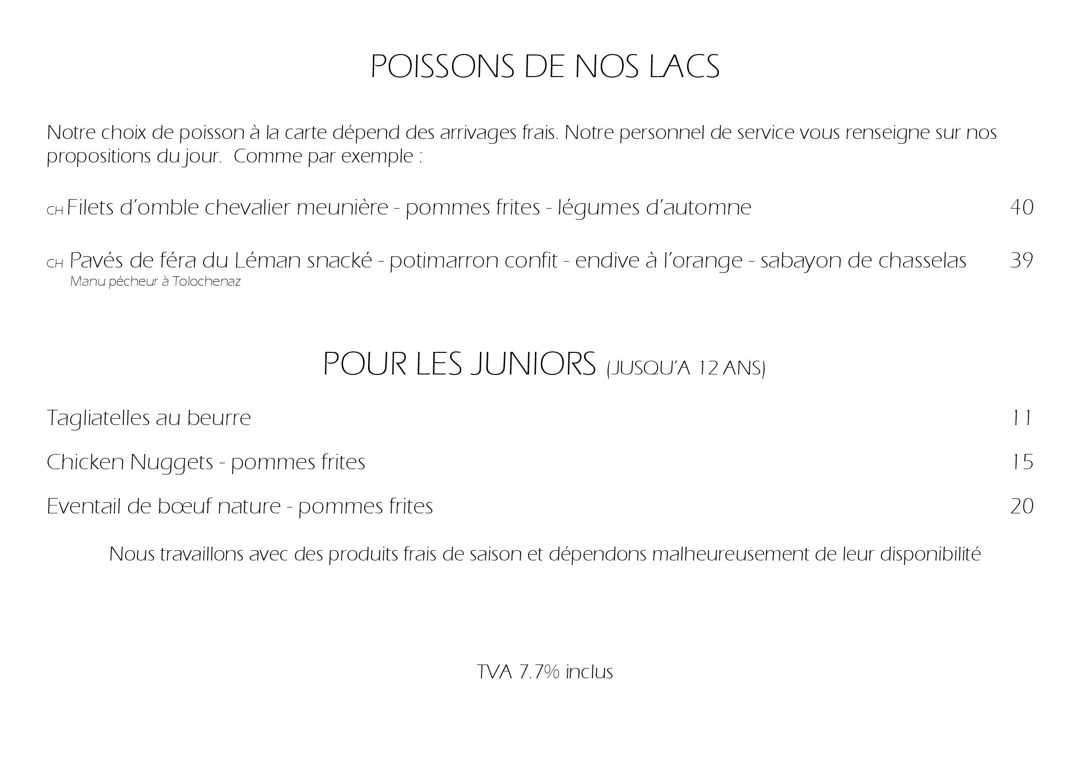 Speisekarte Restaurant du Club Nautique in Morges, Seite 7