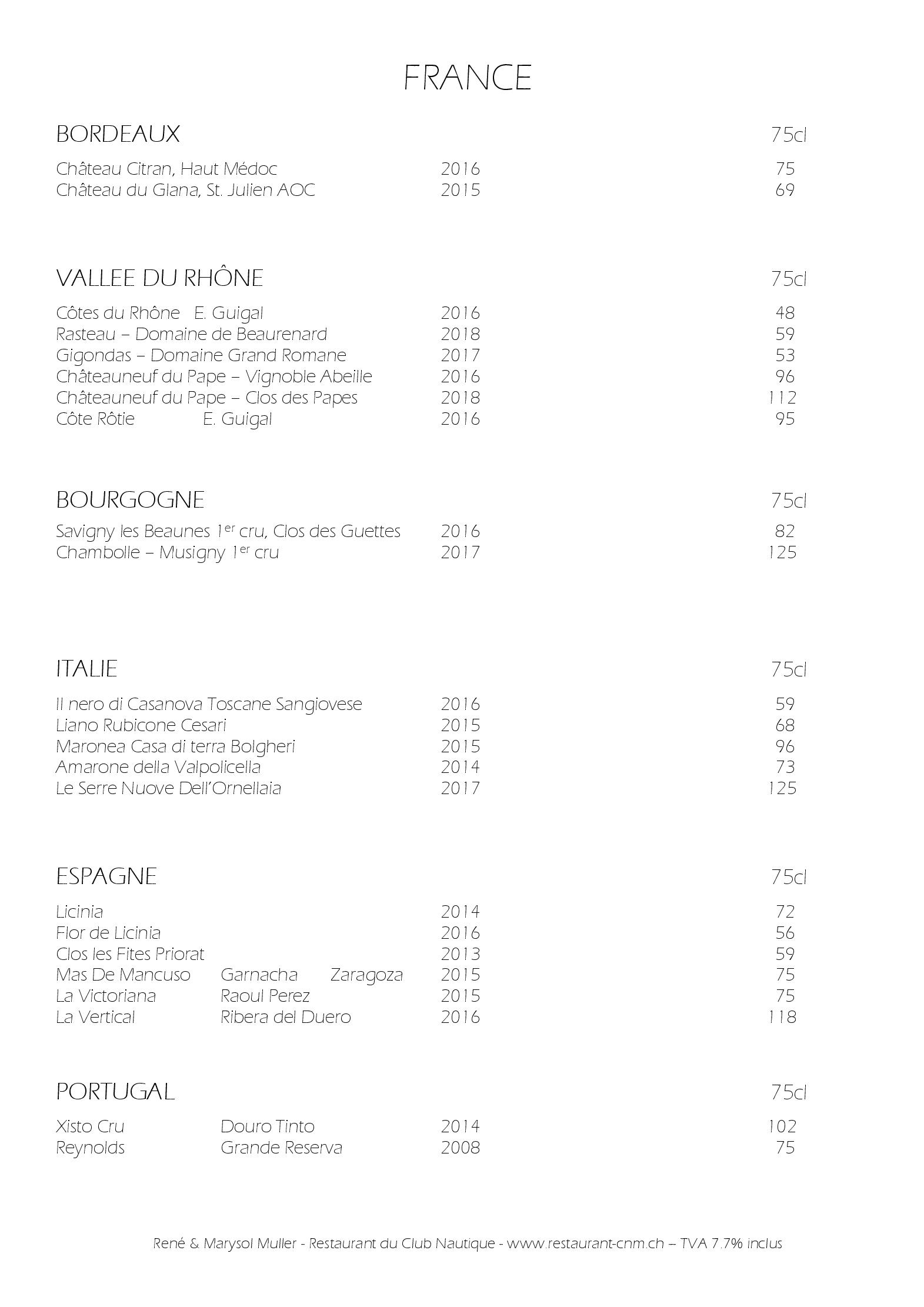Speisekarte Restaurant du Club Nautique in Morges, Seite 14