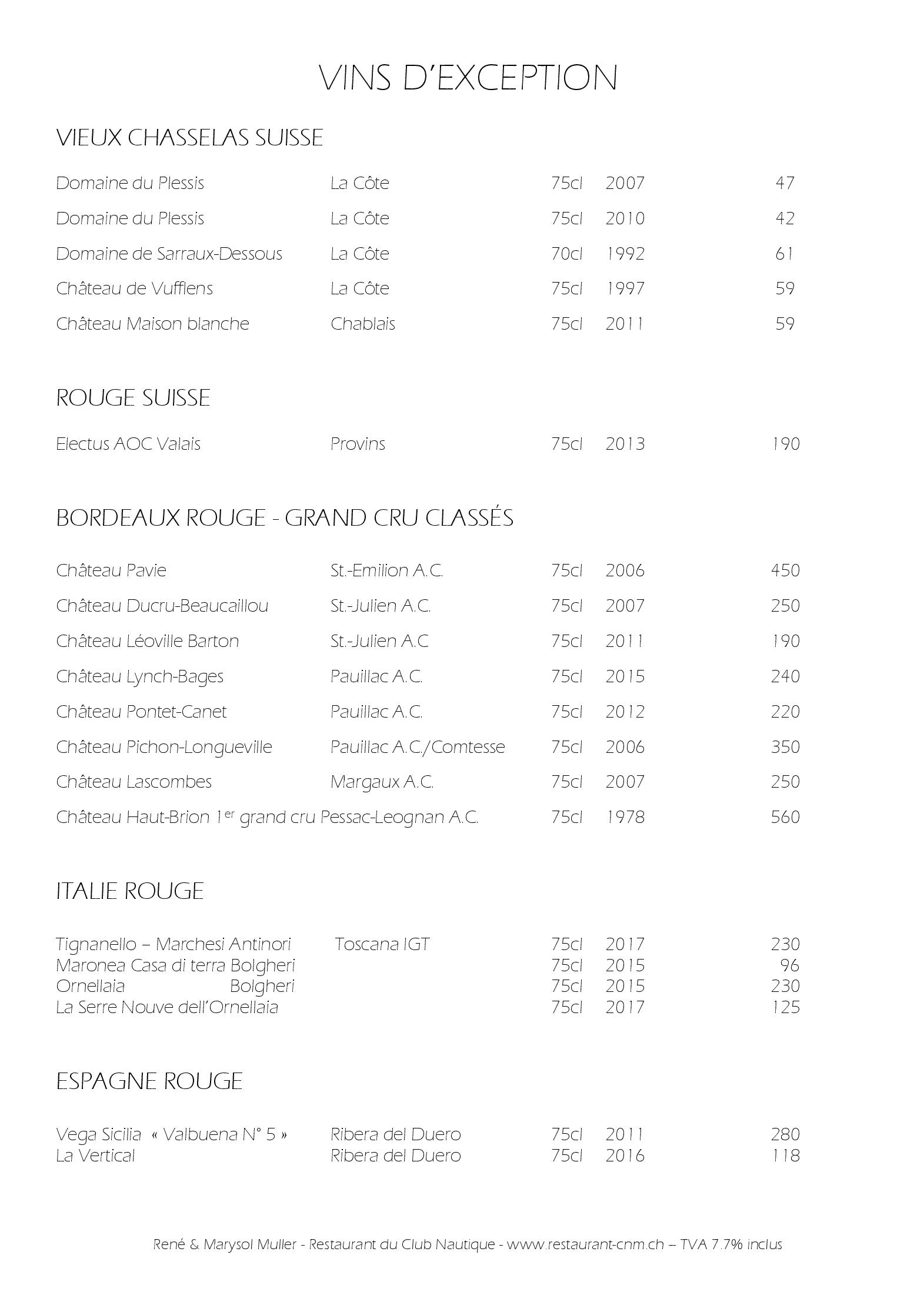 Speisekarte Restaurant du Club Nautique in Morges, Seite 16