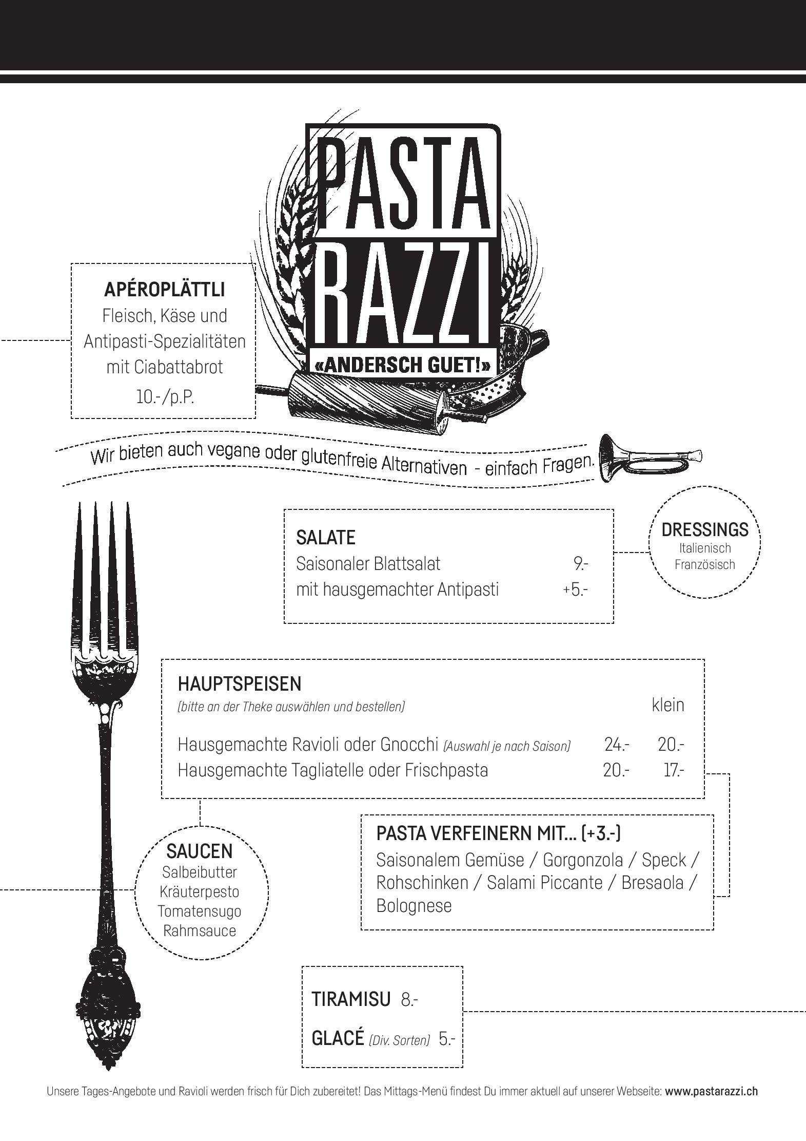 Speisekarte Pastarazzi Spezialitaten & Take Away in Lucerne, Seite 2