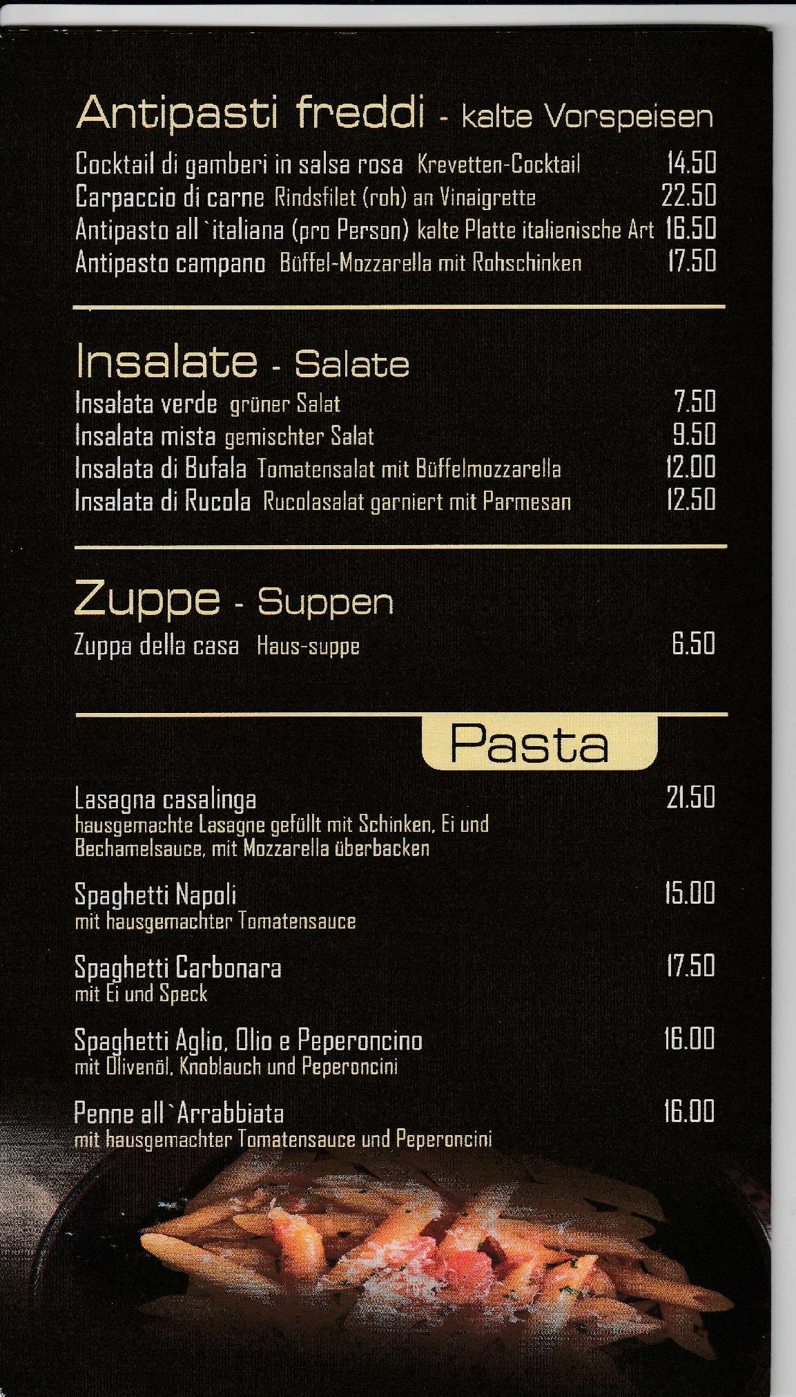 Speisekarte Da Vallelonga in Erlen, Seite 1