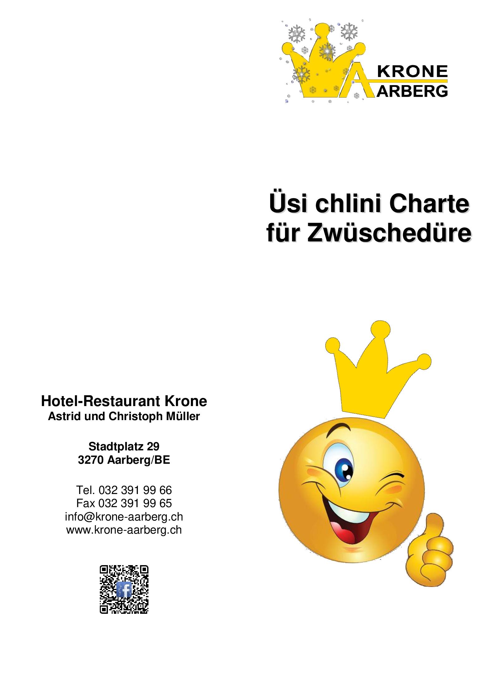 Speisekarte Hotel-Restaurant Krone in Aarberg, Seite 2