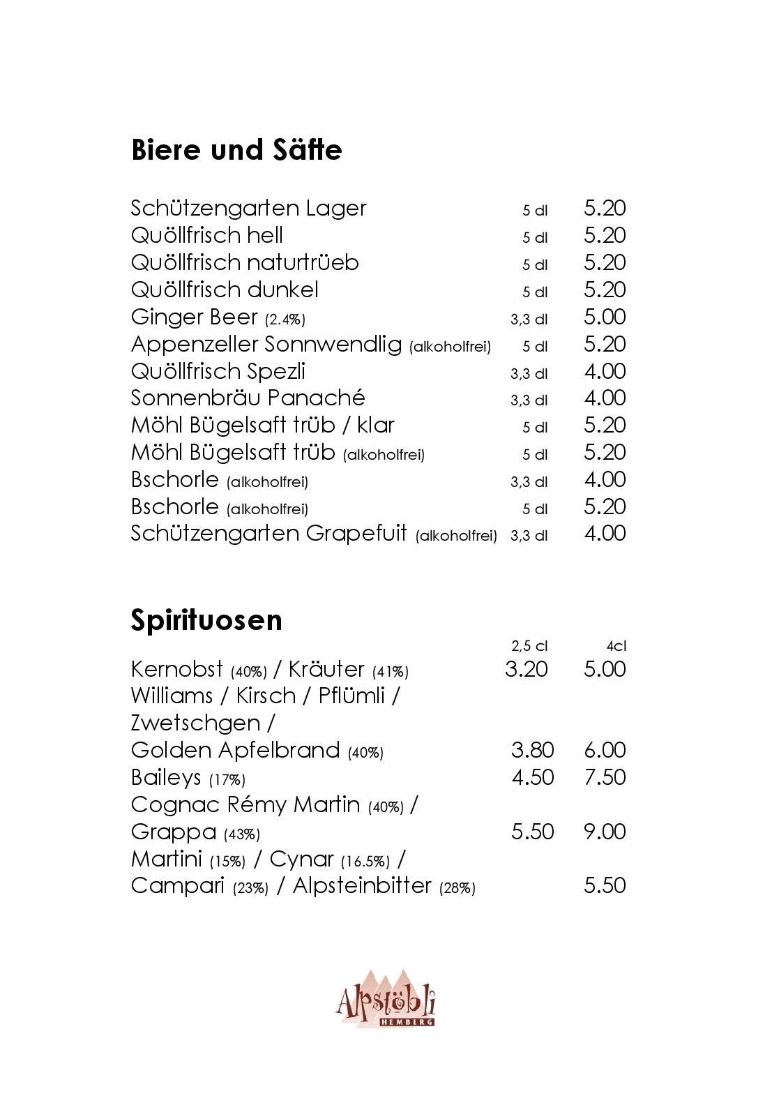 Speisekarte Alpstobli in Hemberg, Seite 3