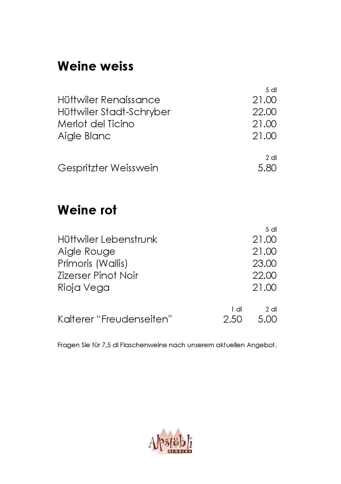 Speisekarte Alpstobli in Hemberg, Seite 4