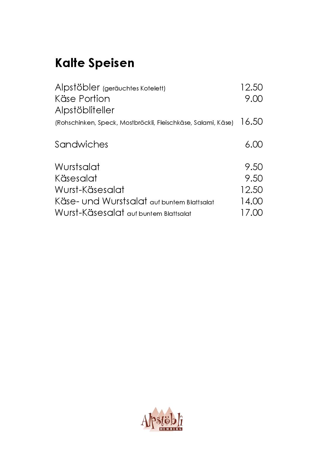 Speisekarte Alpstobli in Hemberg, Seite 6