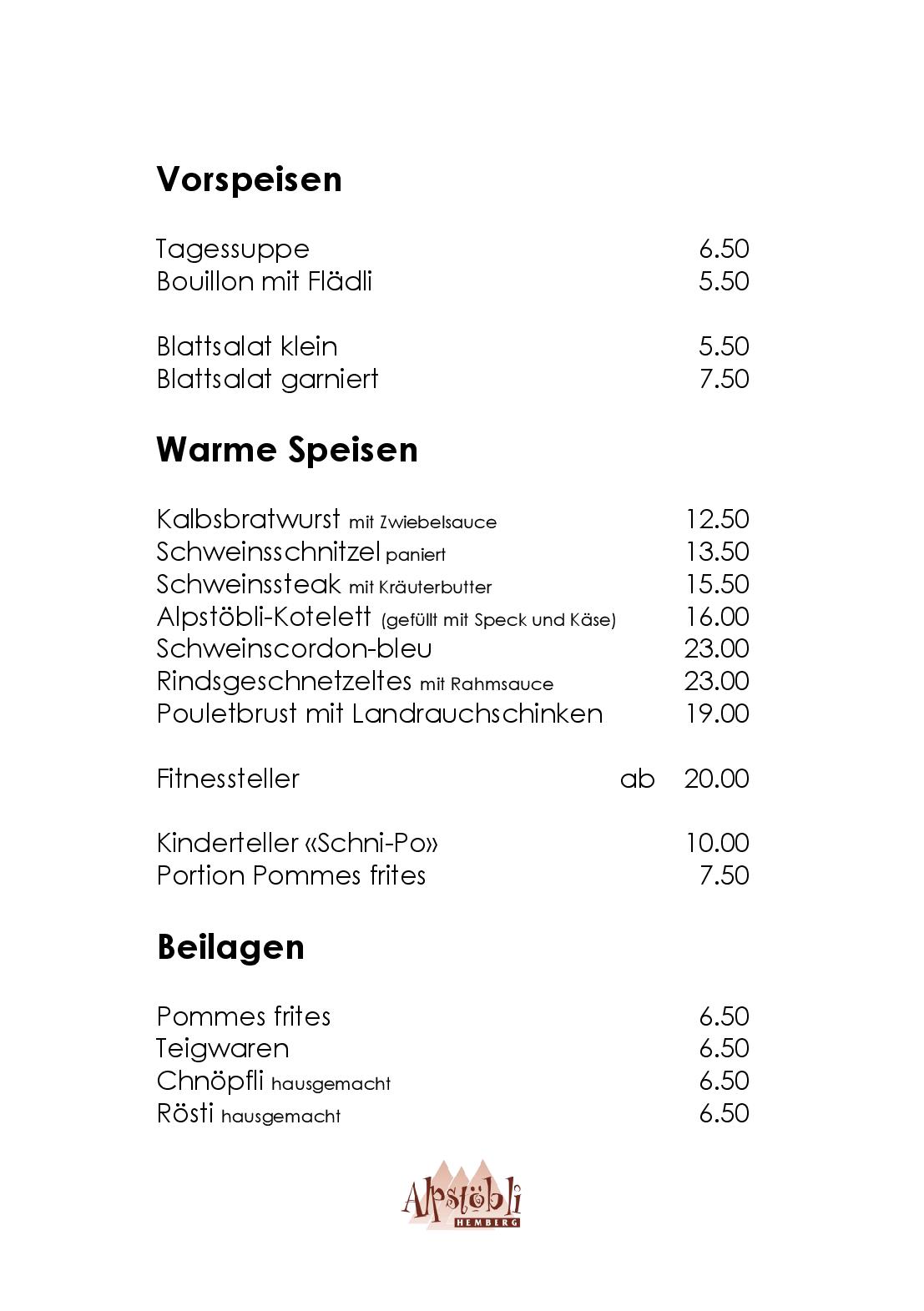 Speisekarte Alpstobli in Hemberg, Seite 7