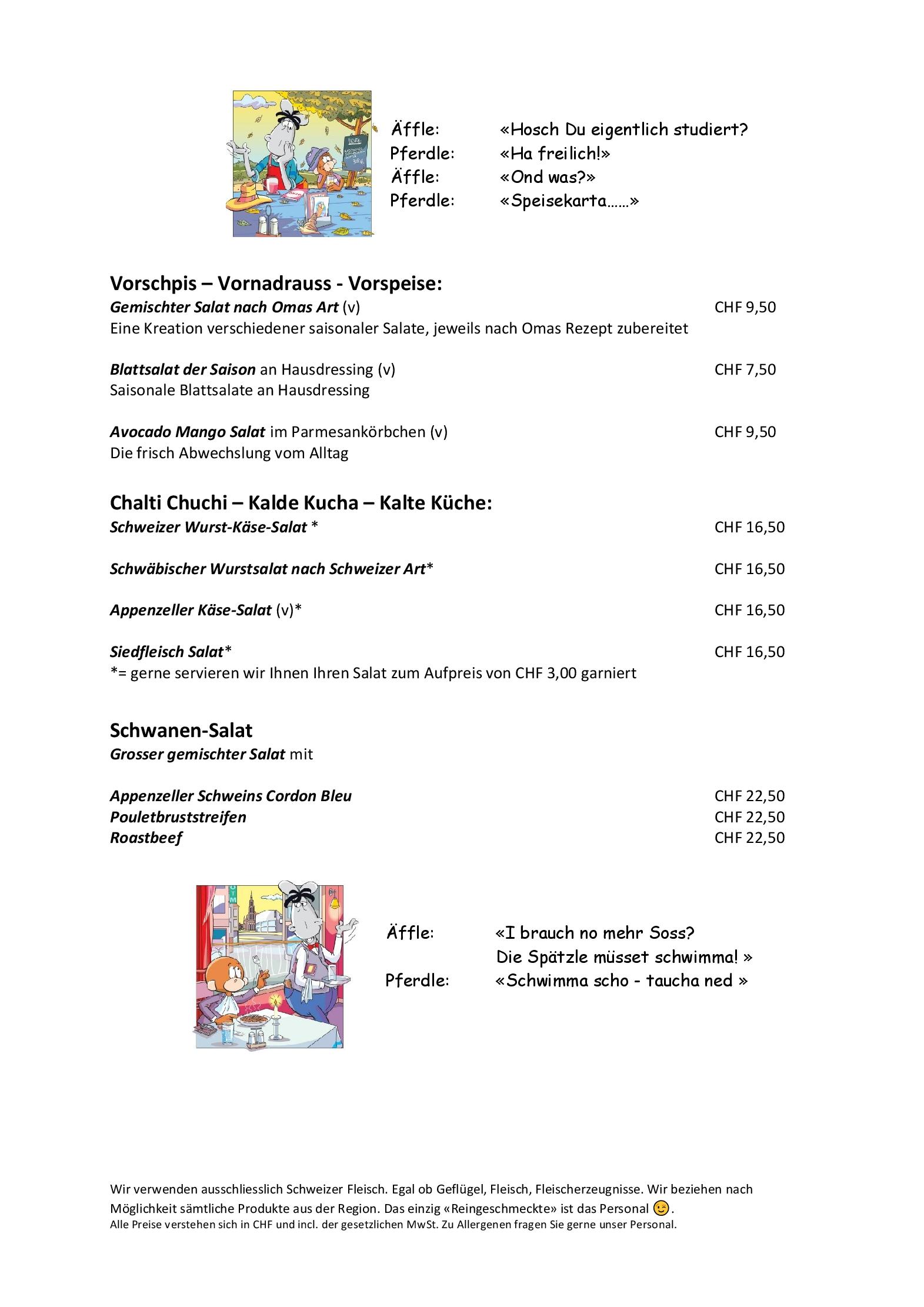 Speisekarte Der neue Schwanen in Niederteufen, Seite 4