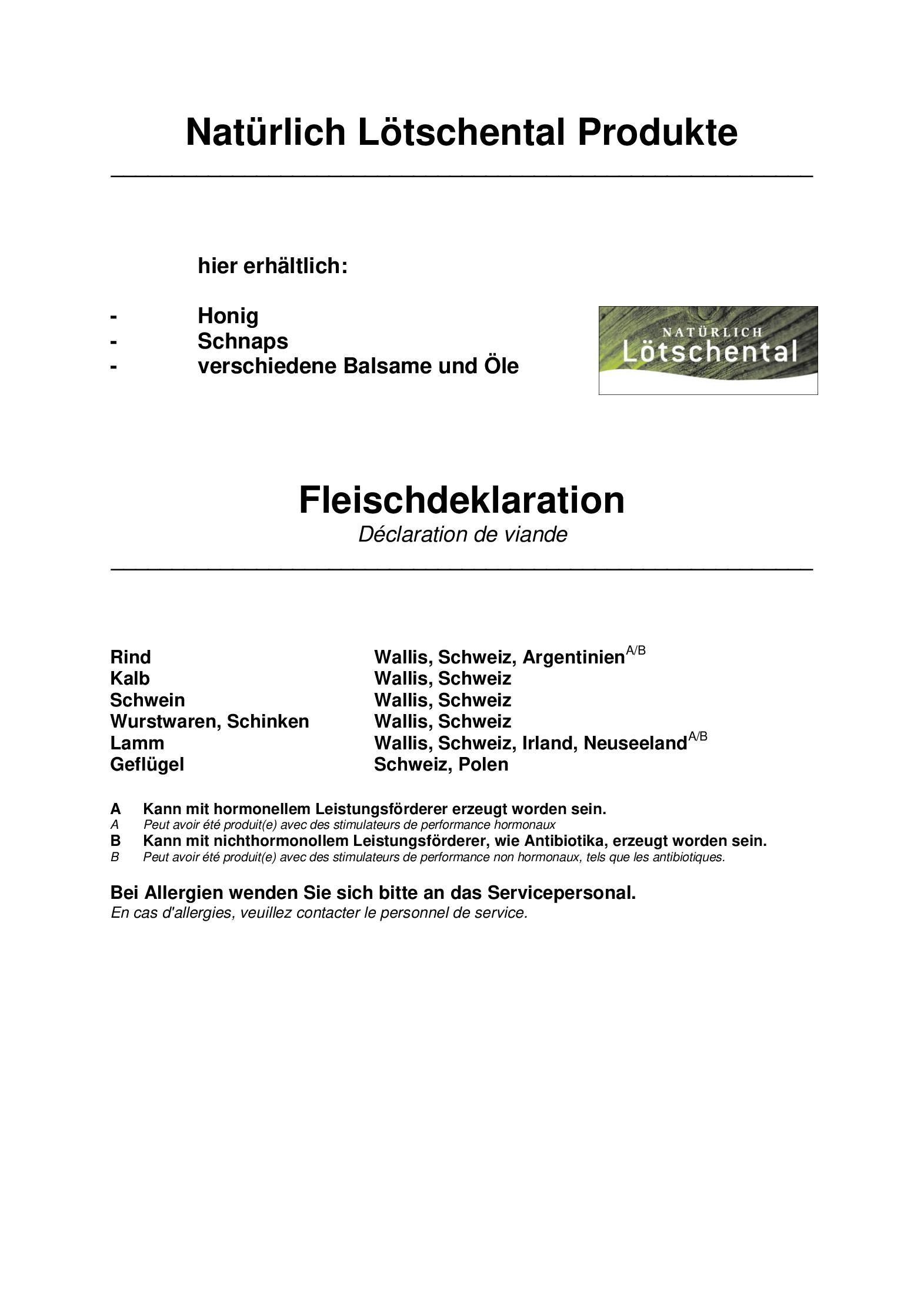 Speisekarte Restaurant Breithorn in Blatten, Seite 6