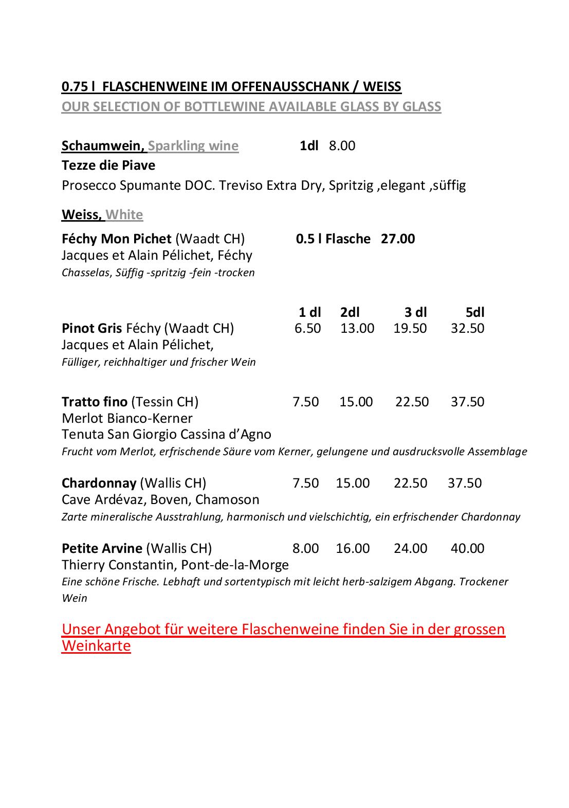 Speisekarte Bergrestaurant Fürenalp in Engelberg, Seite 31