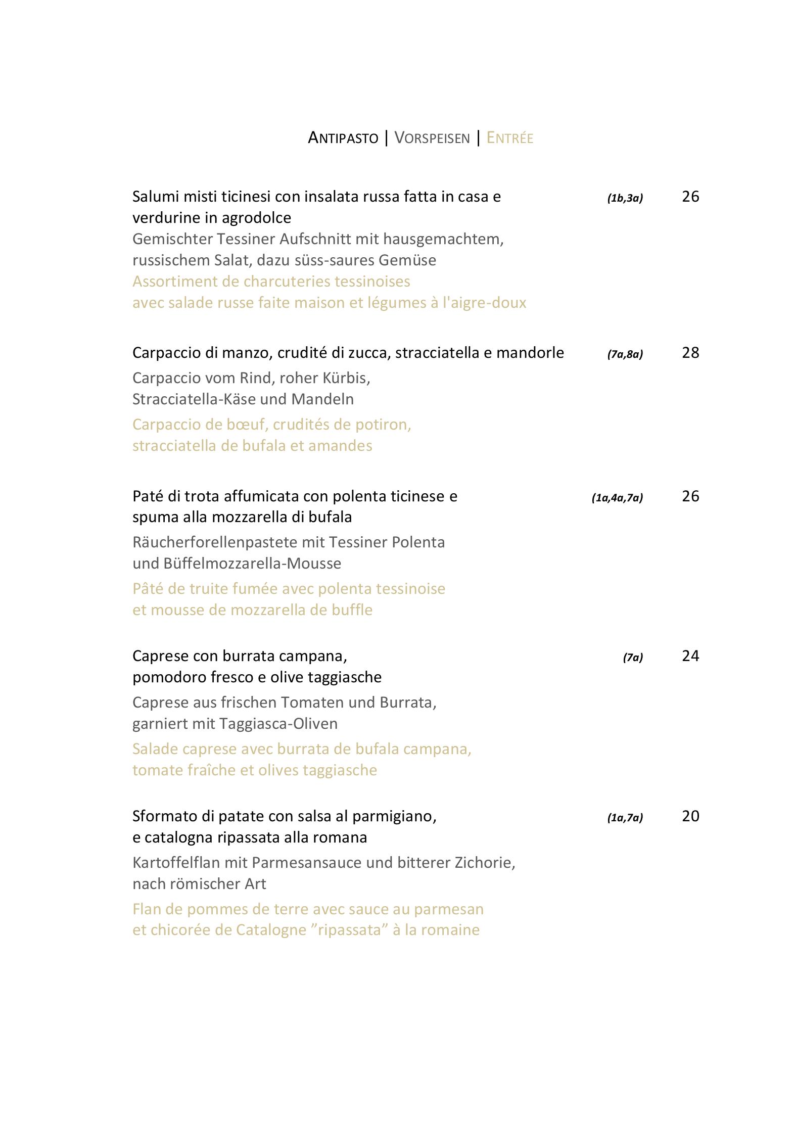 Speisekarte Restaurant Polo in Ascona, Seite 16