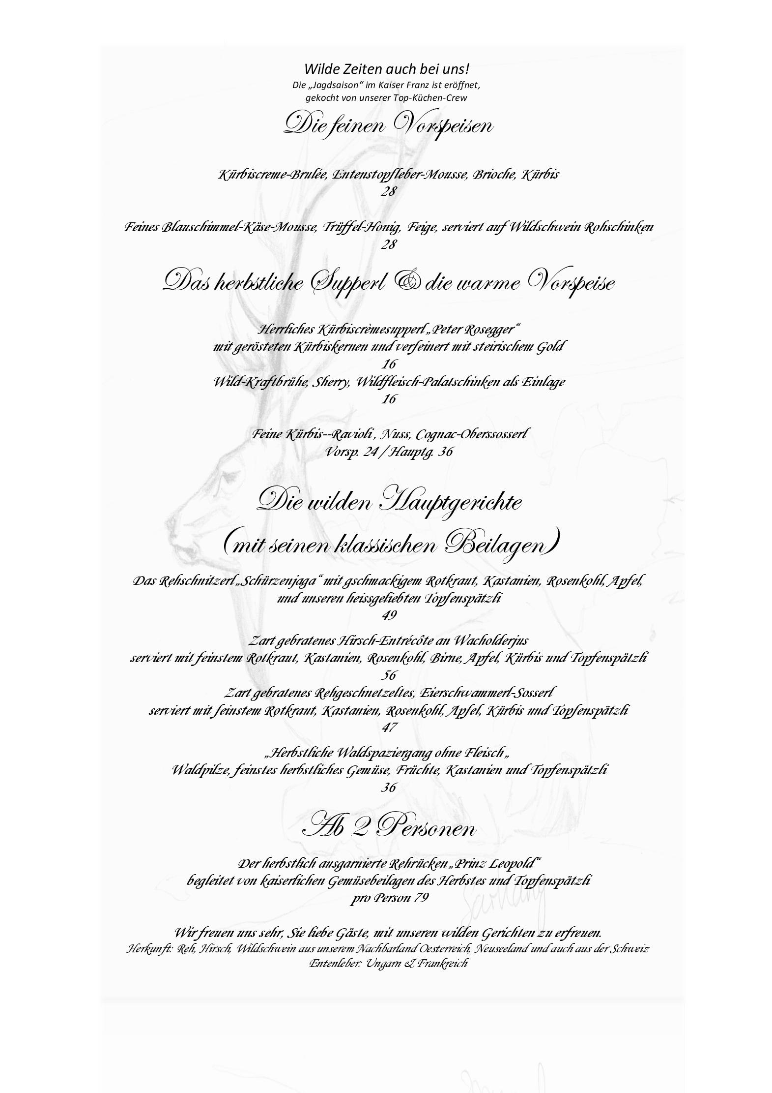 Speisekarte Restaurant zum Kaiser Franz GmbH in Zug, Seite 4