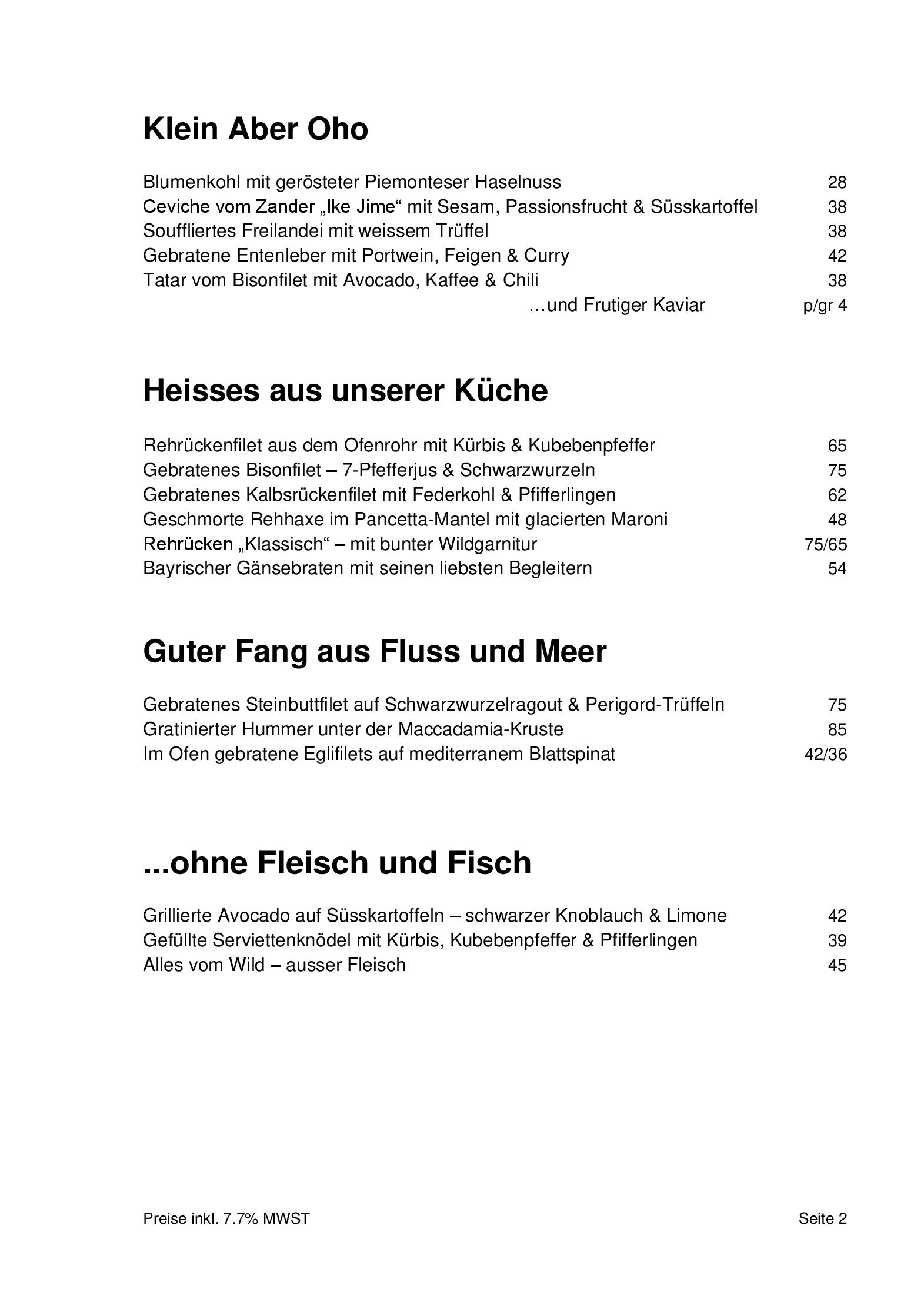 Speisekarte Restaurant Attisholz in Riedholz, Seite 6
