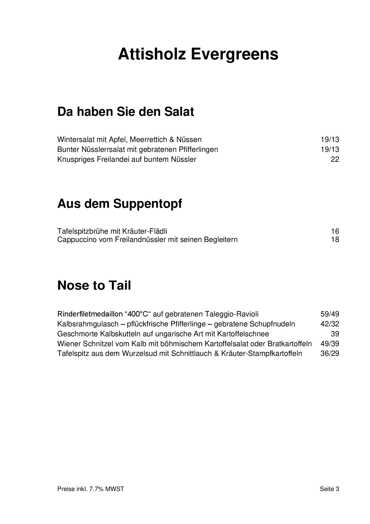 Speisekarte Restaurant Attisholz in Riedholz, Seite 4