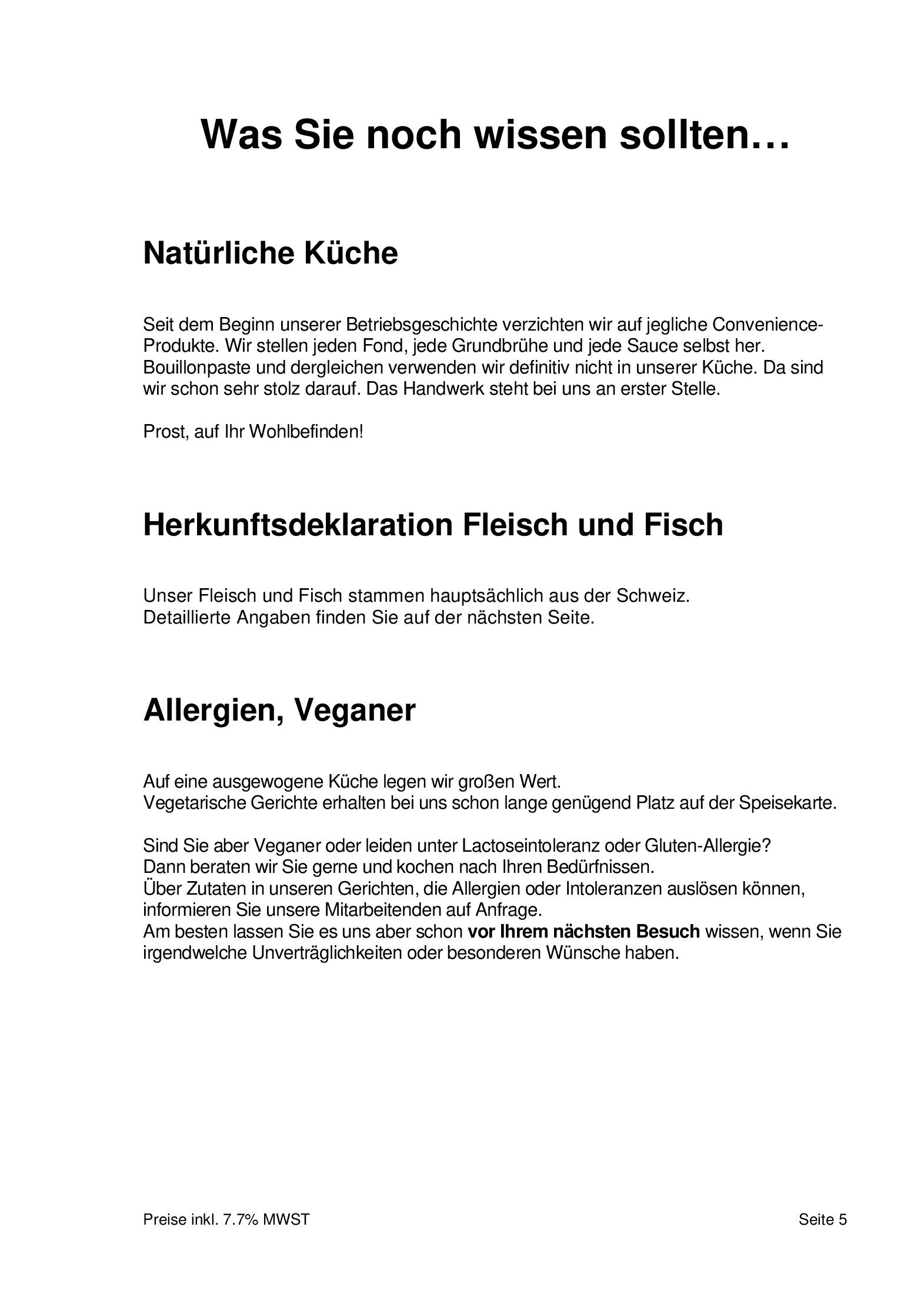Speisekarte Restaurant Attisholz in Riedholz, Seite 3