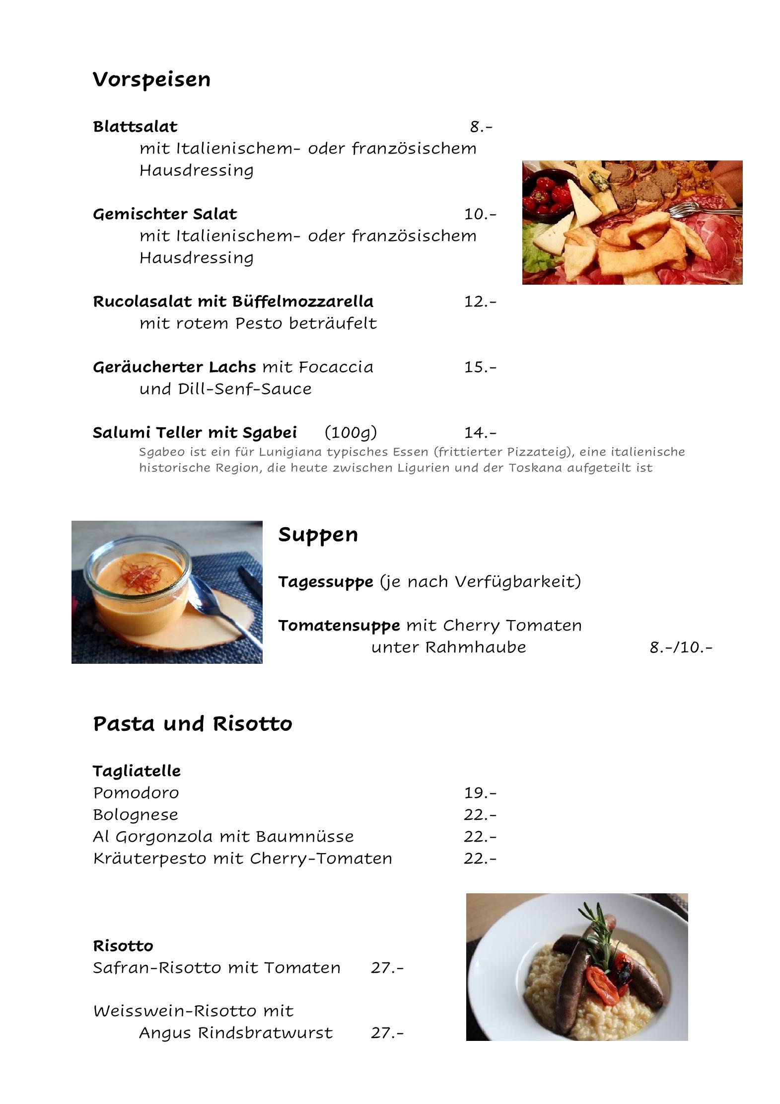 Speisekarte Pizzeria & Grill Tannenheim in Flumserberg, Seite 2