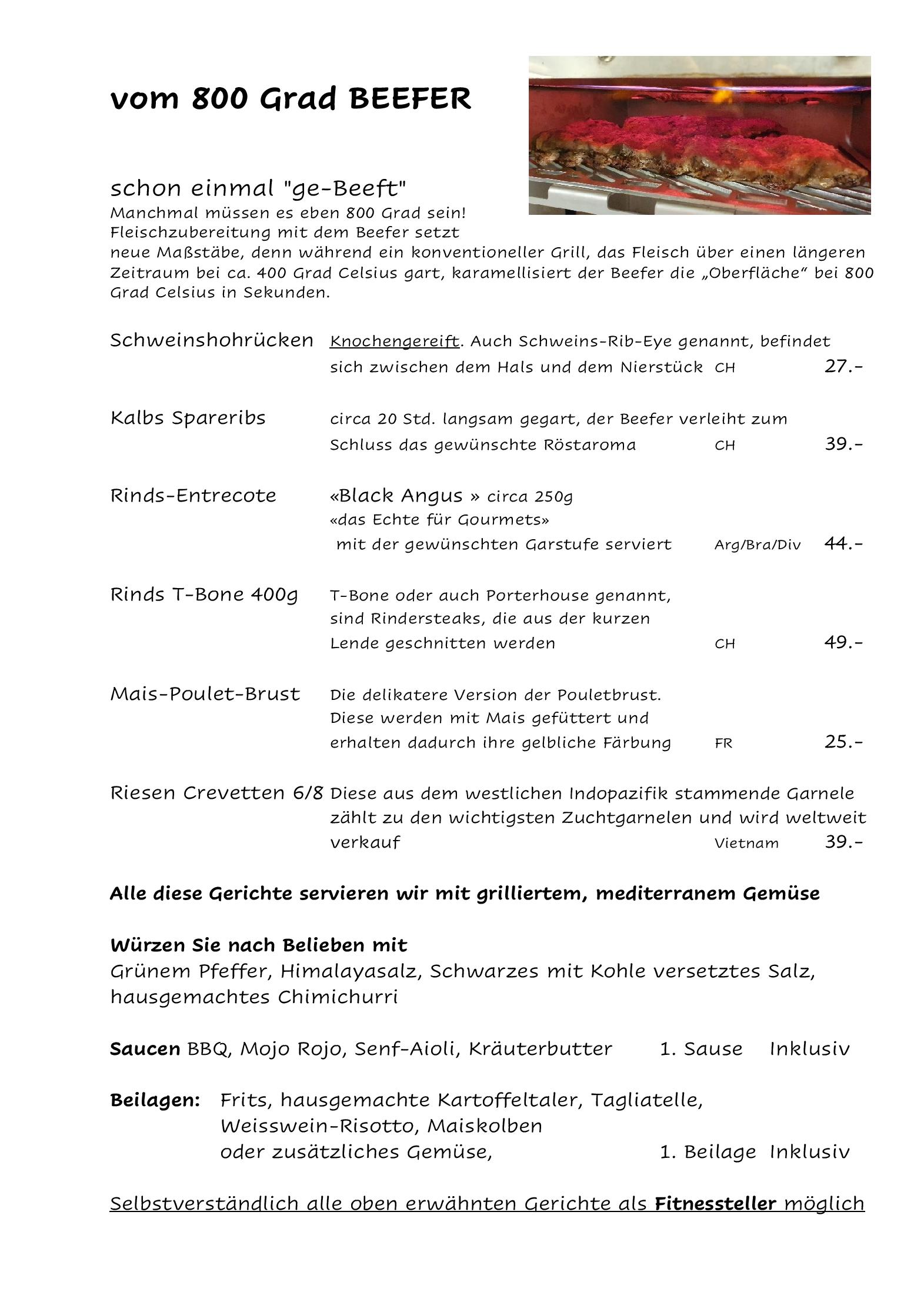 Speisekarte Pizzeria & Grill Tannenheim in Flumserberg, Seite 4