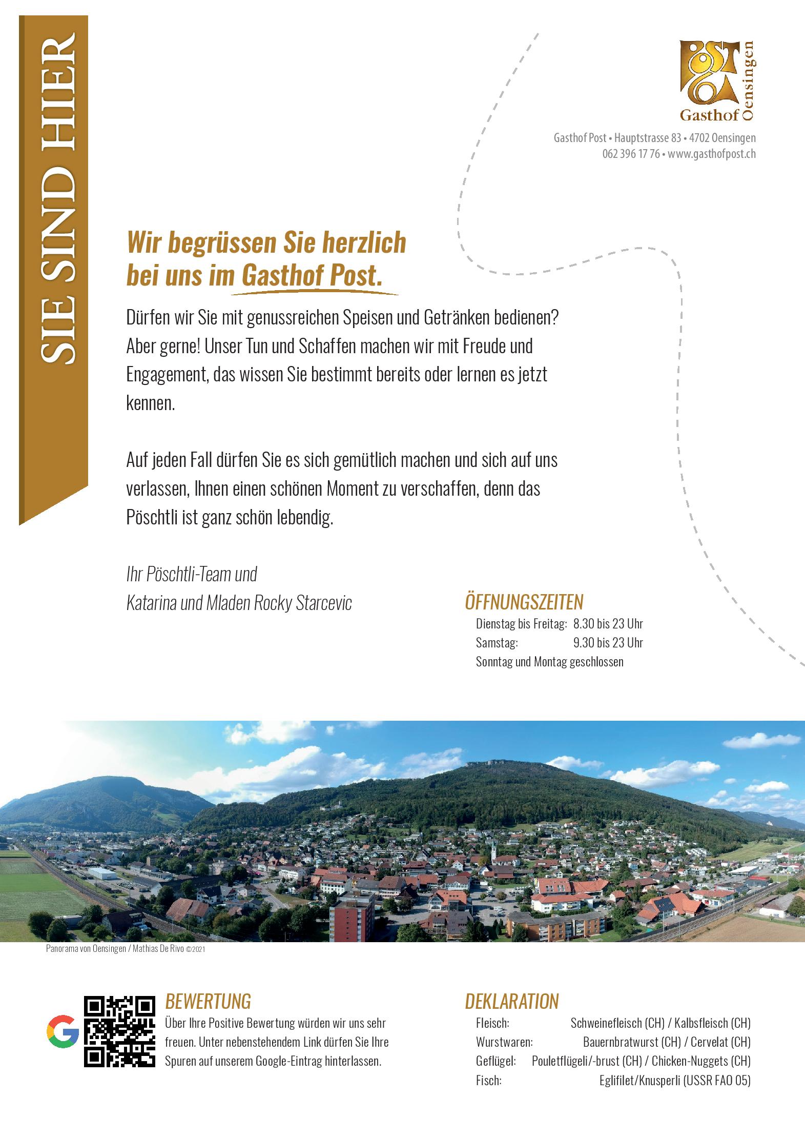 Speisekarte Gasthof Post  in Oensingen, Seite 7