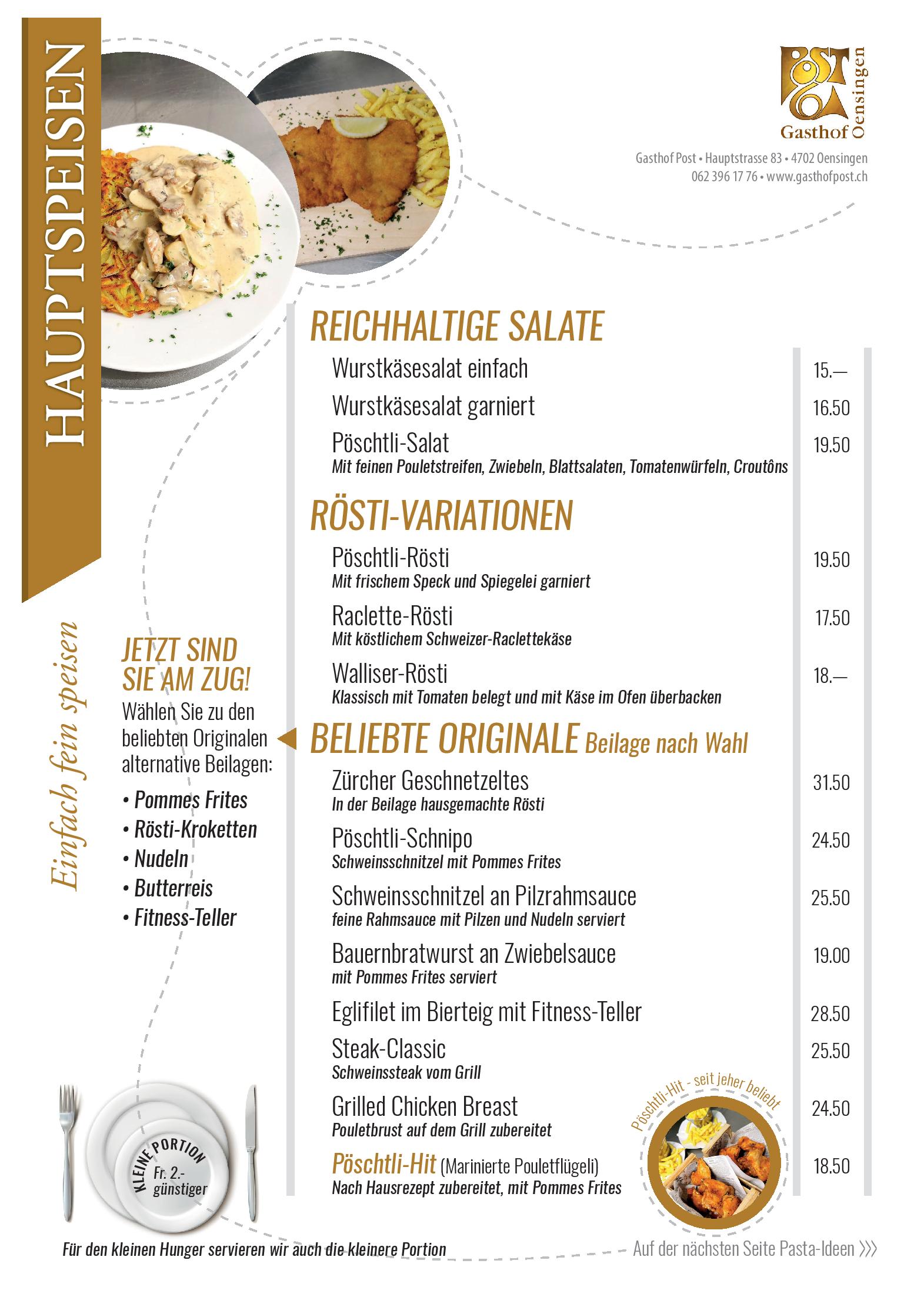 Speisekarte Gasthof Post  in Oensingen, Seite 5