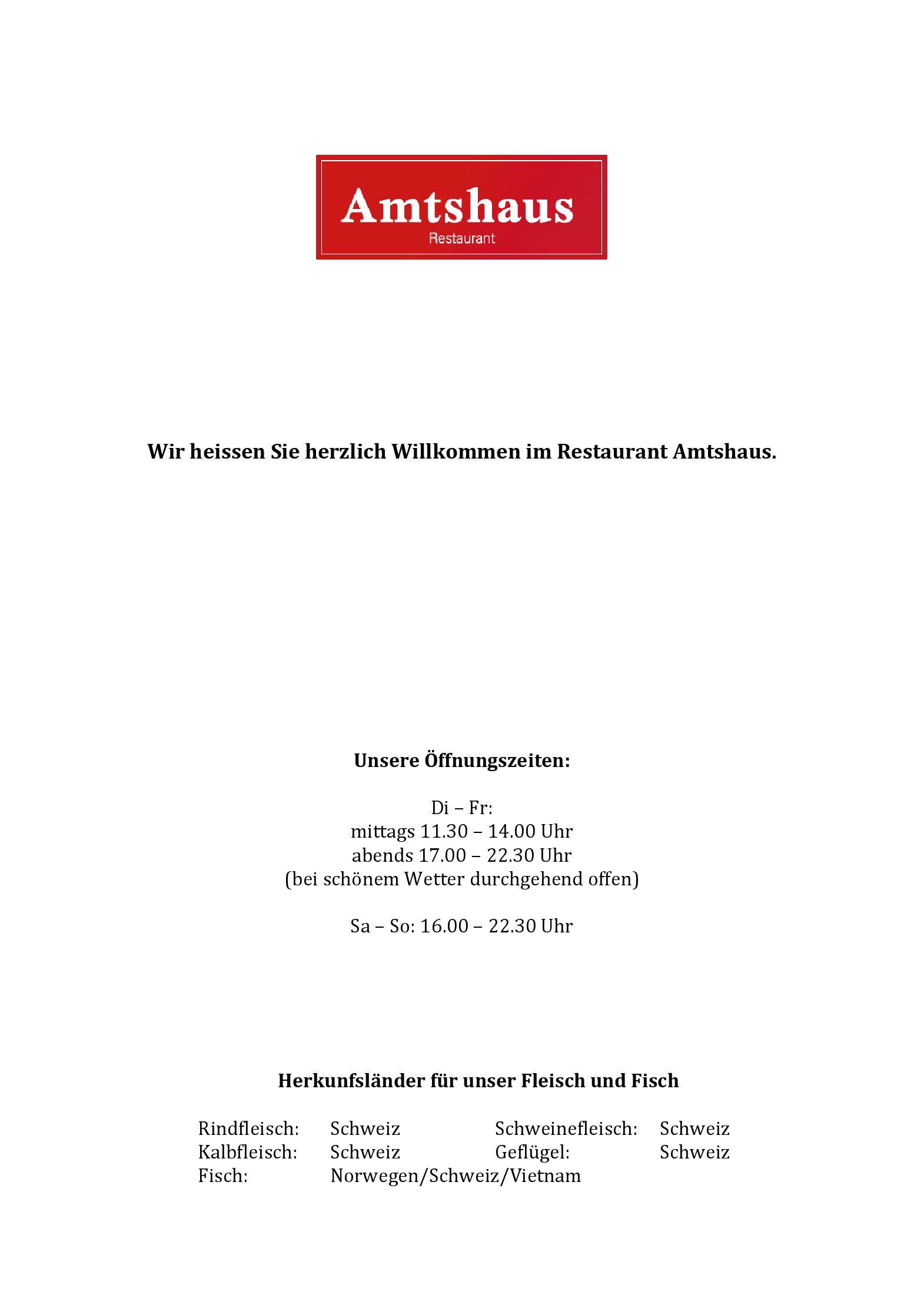 Speisekarte Restaurant Amtshaus in Liestal, Seite 1