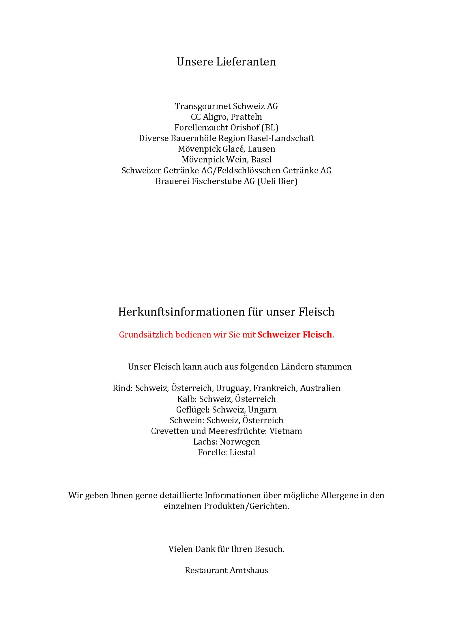 Speisekarte Restaurant Amtshaus in Liestal, Seite 10