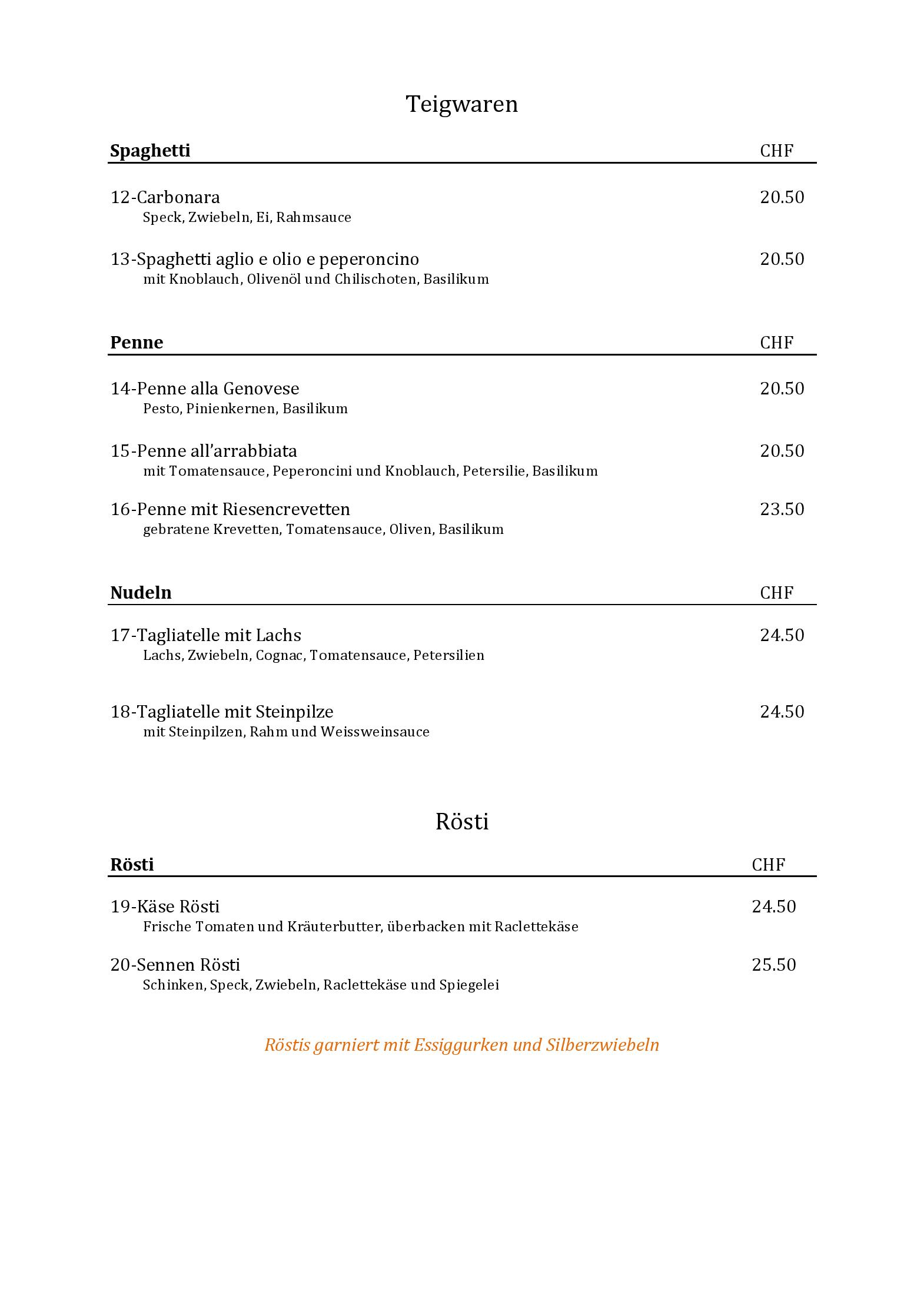 Speisekarte Restaurant Amtshaus in Liestal, Seite 3